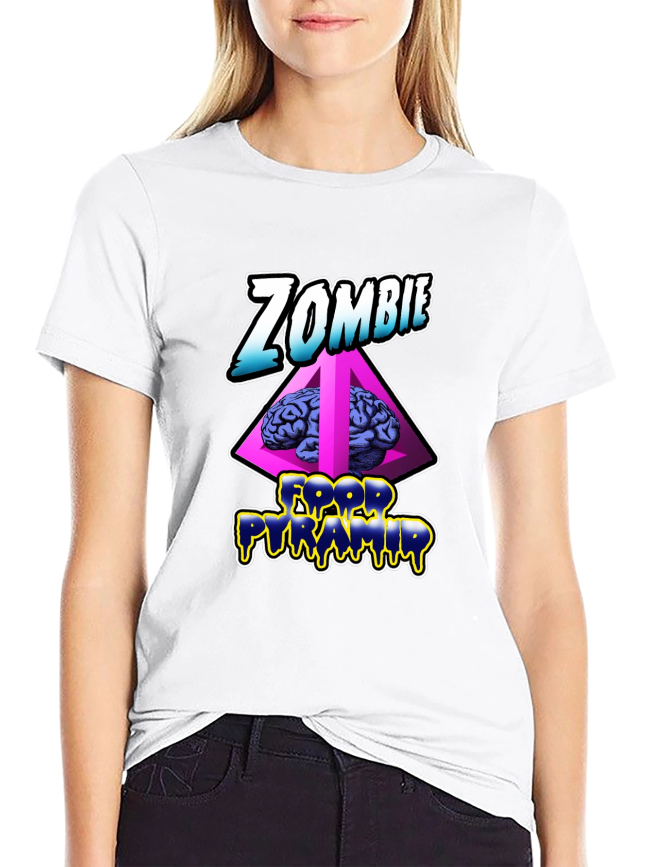 Zombie Food Pyramid Black Graphic Tee - 9