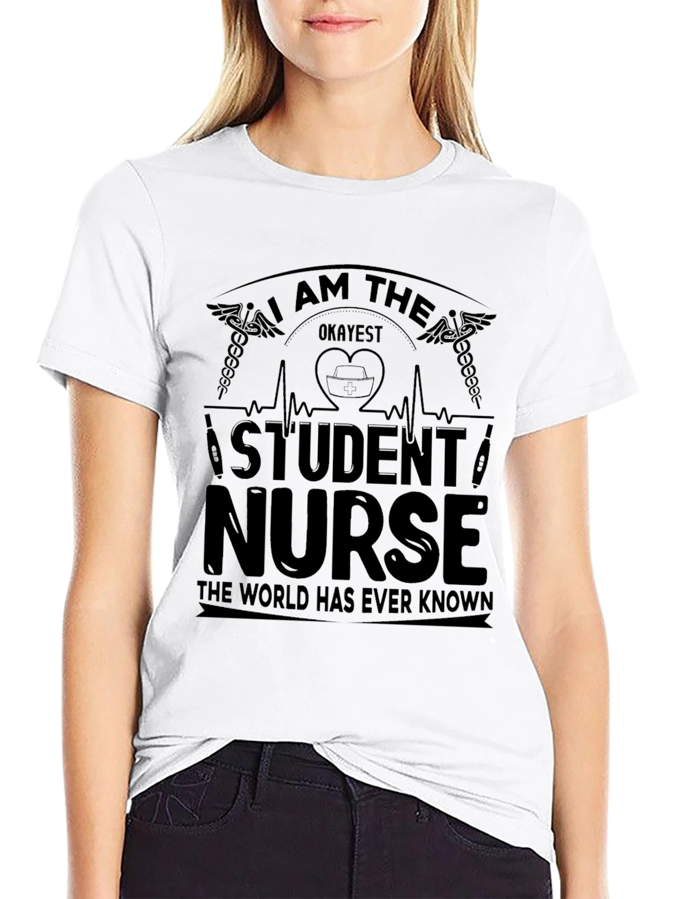 Black Okayest Student Nurse Black T-Shirt view 9
