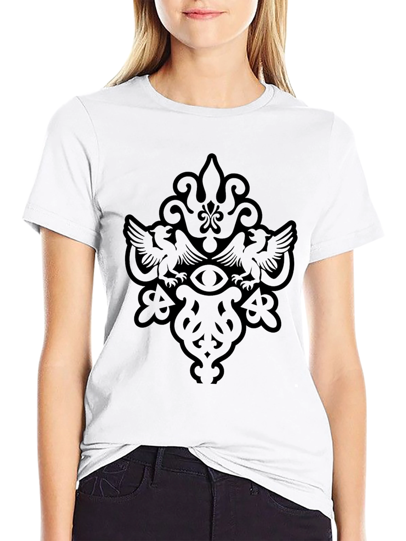 Black Black Graphic Tee: Mystical Emblem T-Shirt view 9