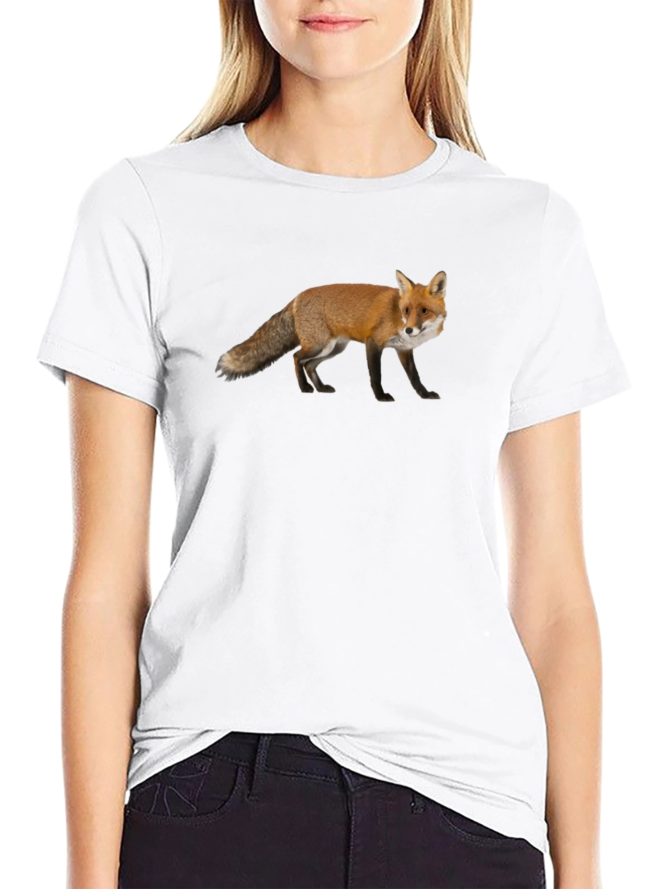 Black Fox Graphic Print Black Crew Neck T-Shirt view 9