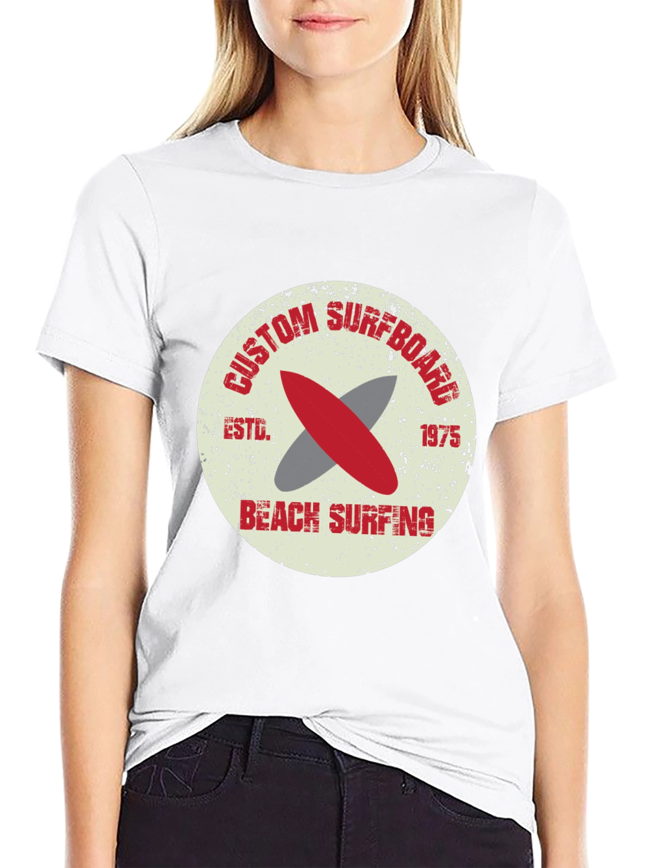 Black Custom Surfboard Beach Surfing Graphic T-Shirt view 9