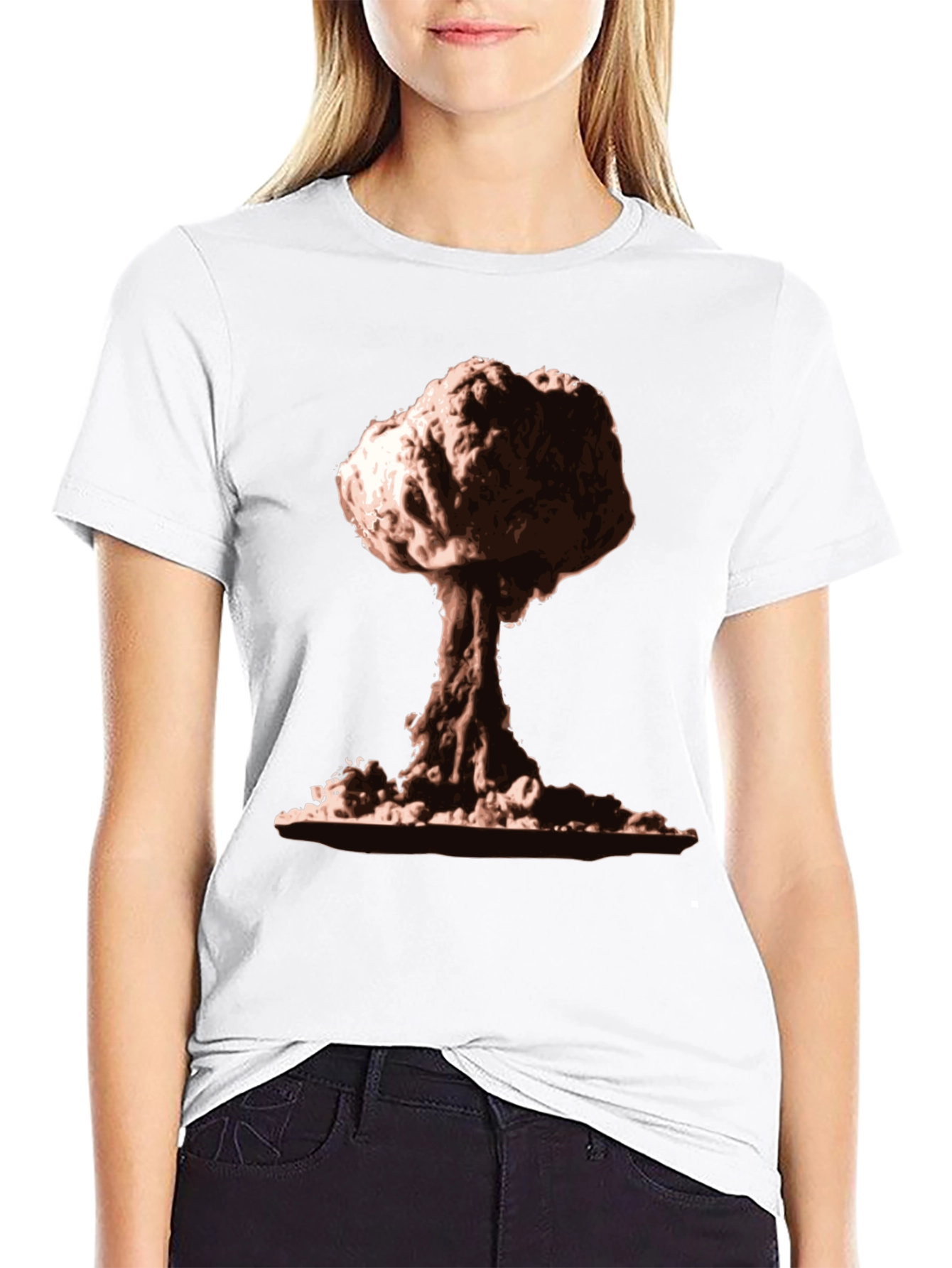 Black Mushroom Cloud Graphic Tee - Nuclear Bomb Design view 9