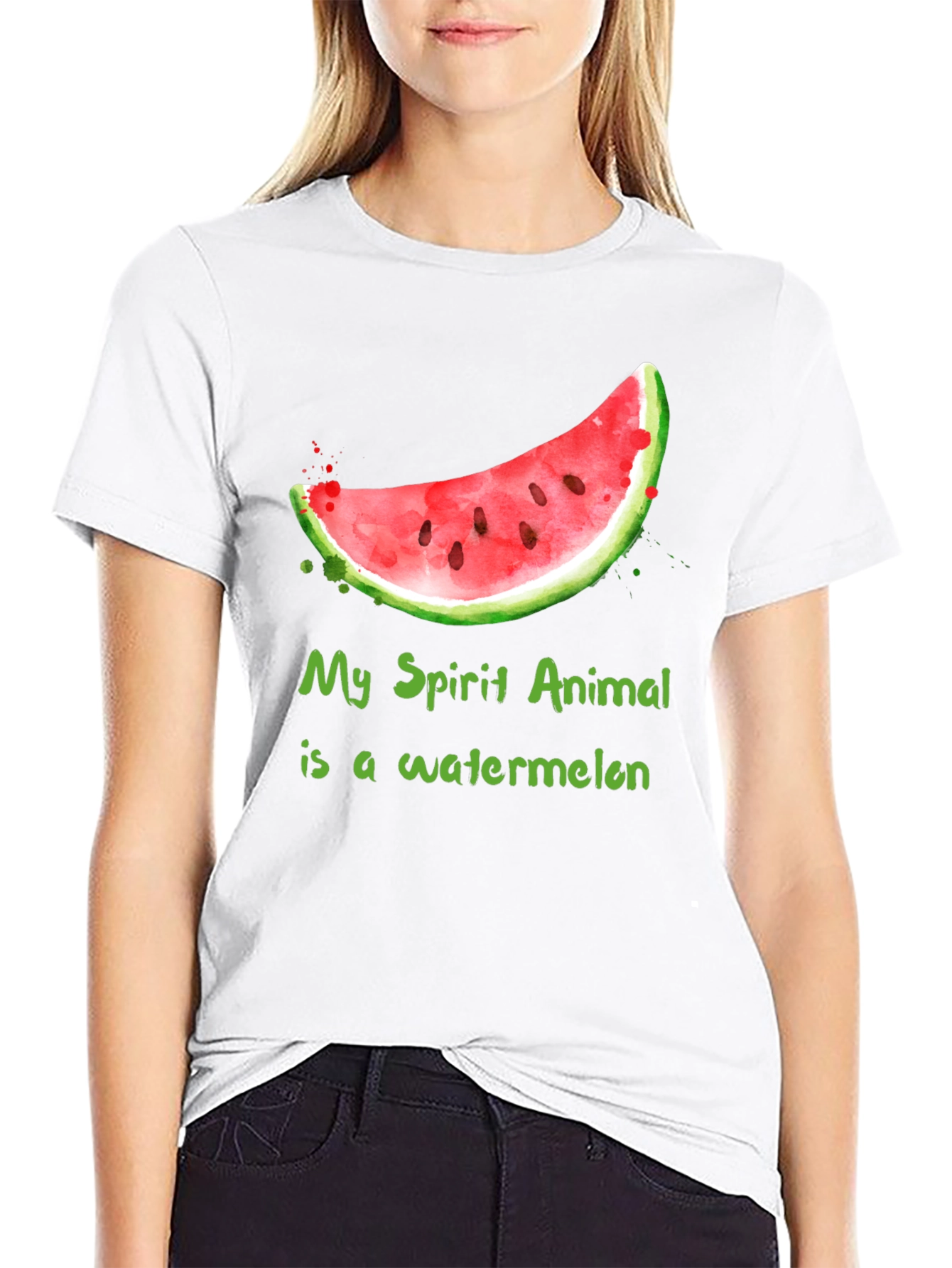 Black Watermelon Spirit Animal T-Shirt - Funny Fruit Tee view 9