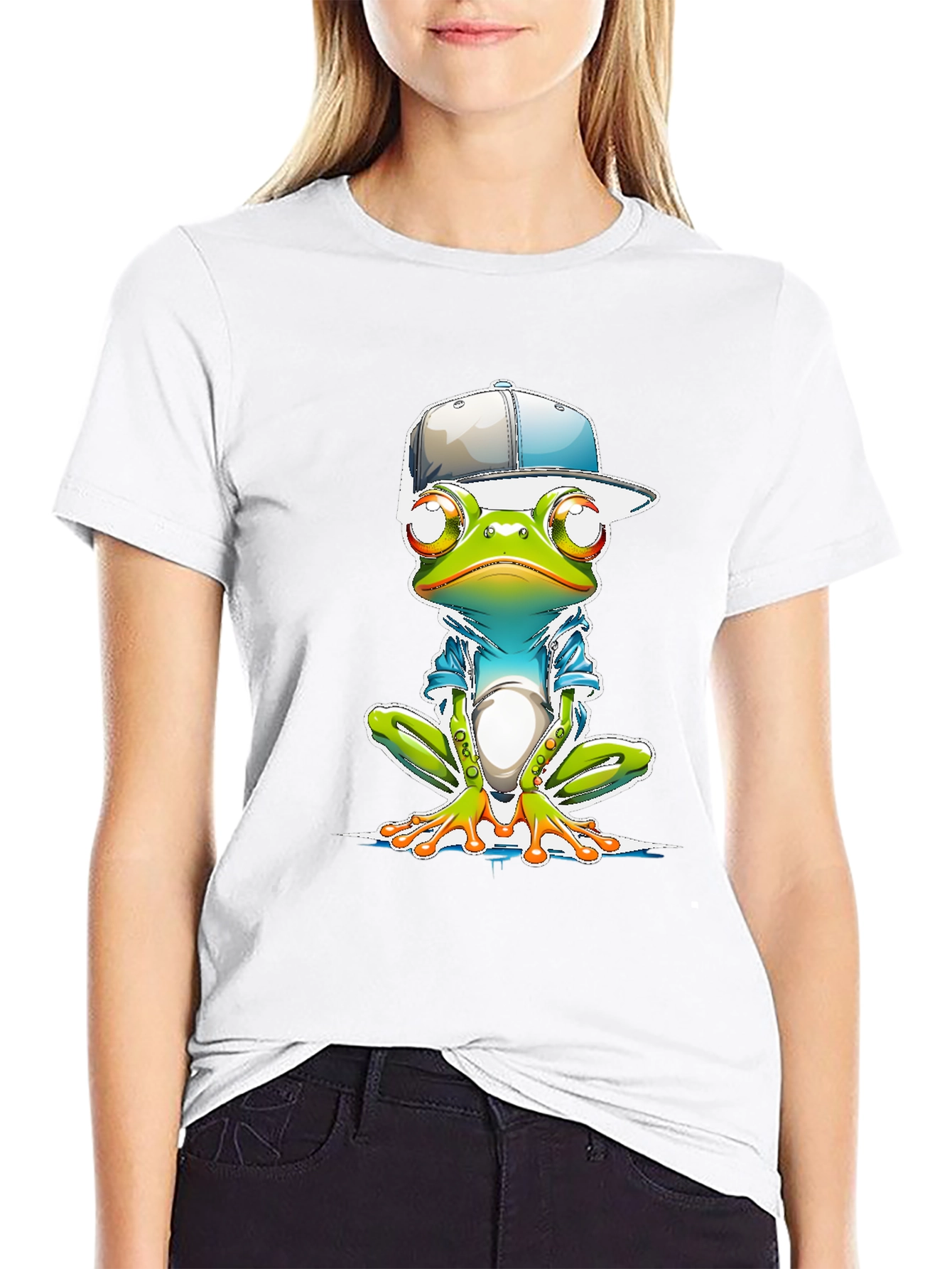Black Cool Frog Graphic Tee view 9