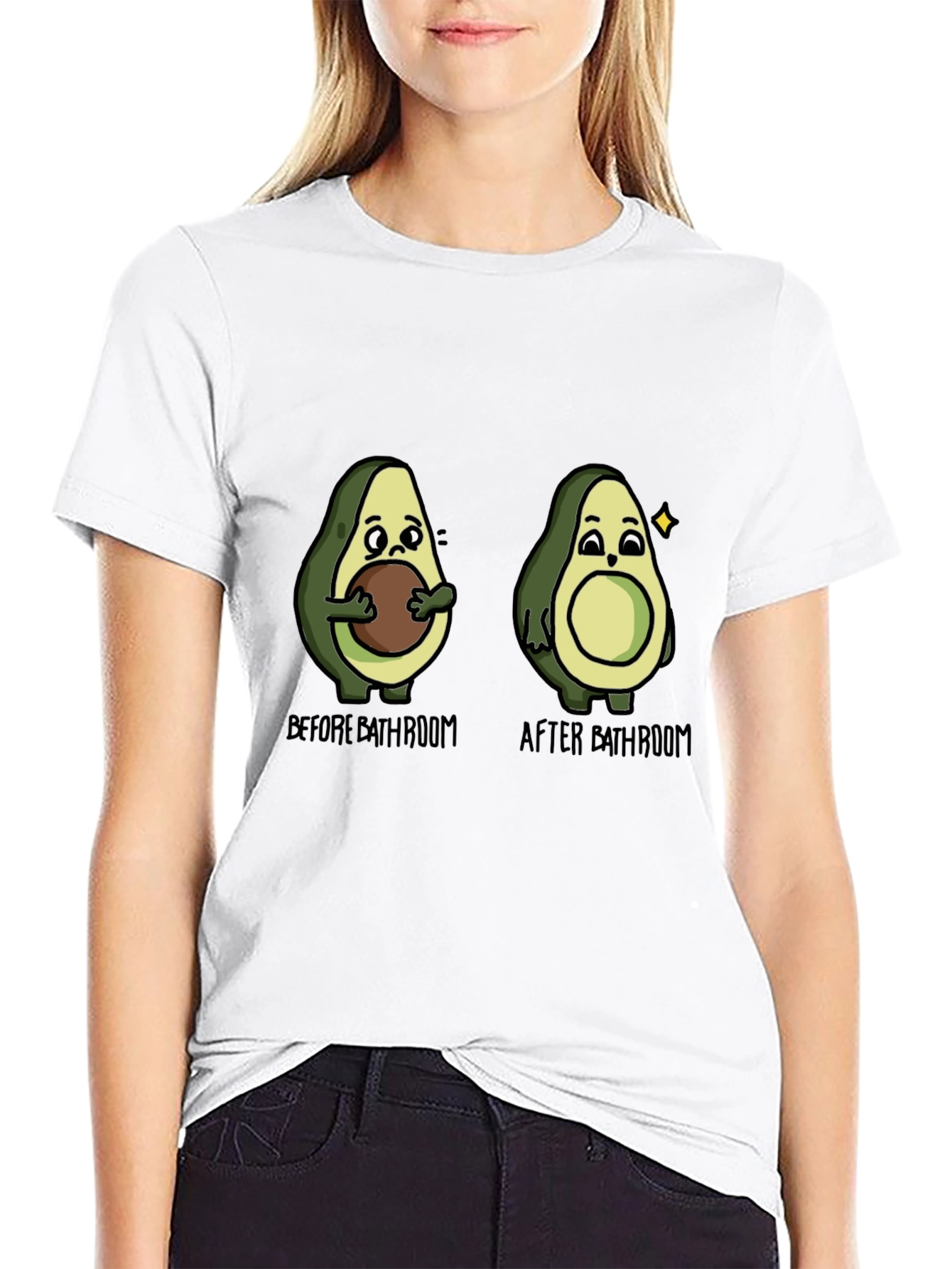 Black Avocado Before & After Bathroom Humor T-Shirt view 9