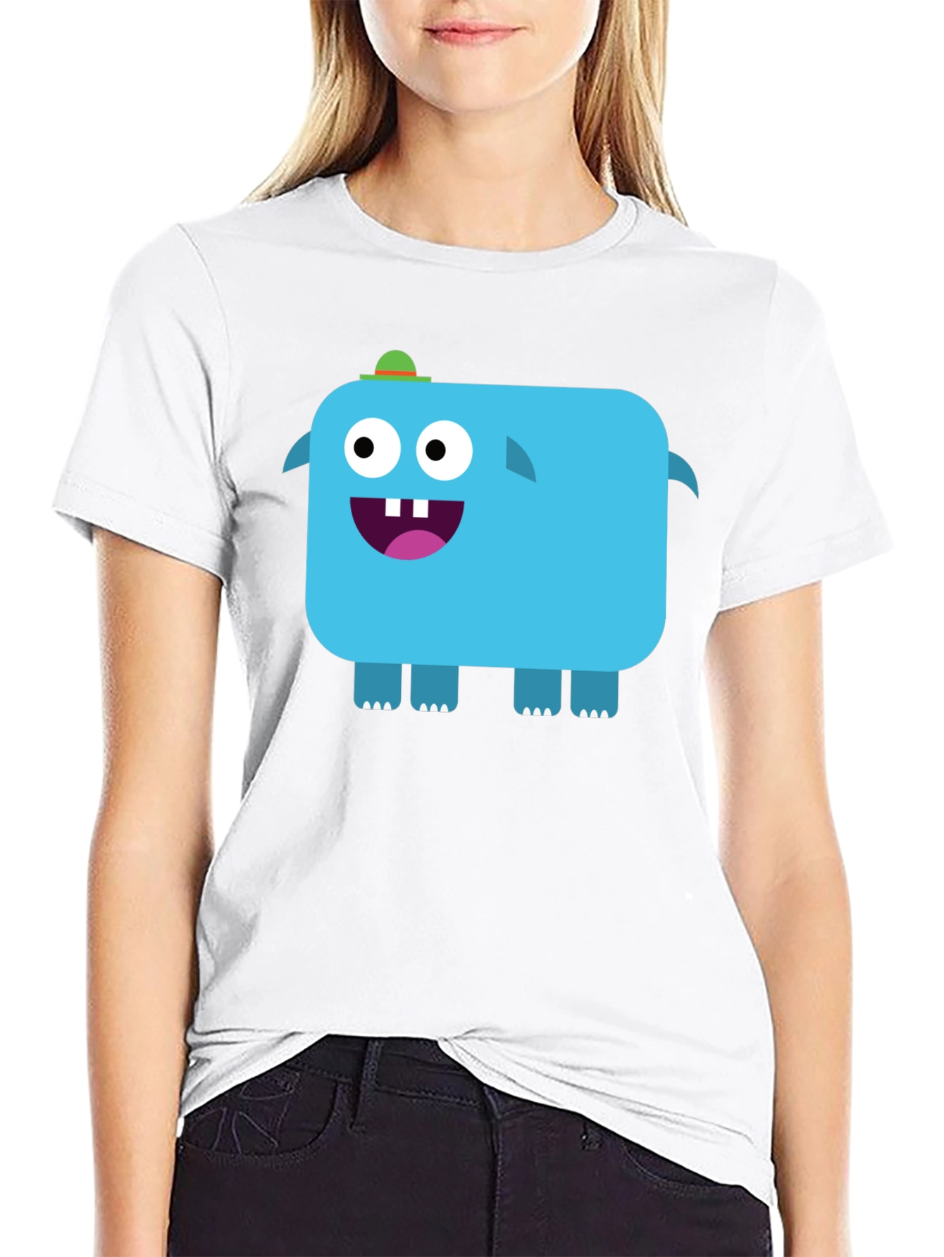 Black Funky Blue Monster Graphic Tee - Black Unisex T-Shirt view 9