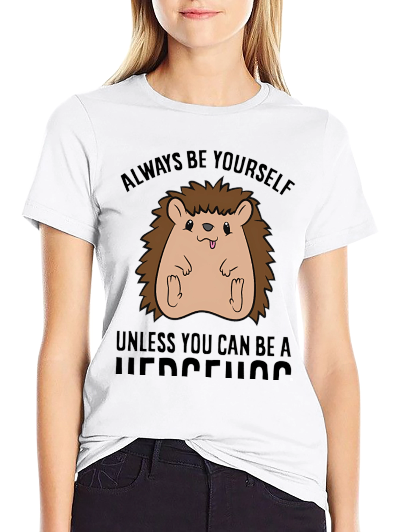 Black Funny Hedgehog T-Shirt - Always Be Yourself view 9