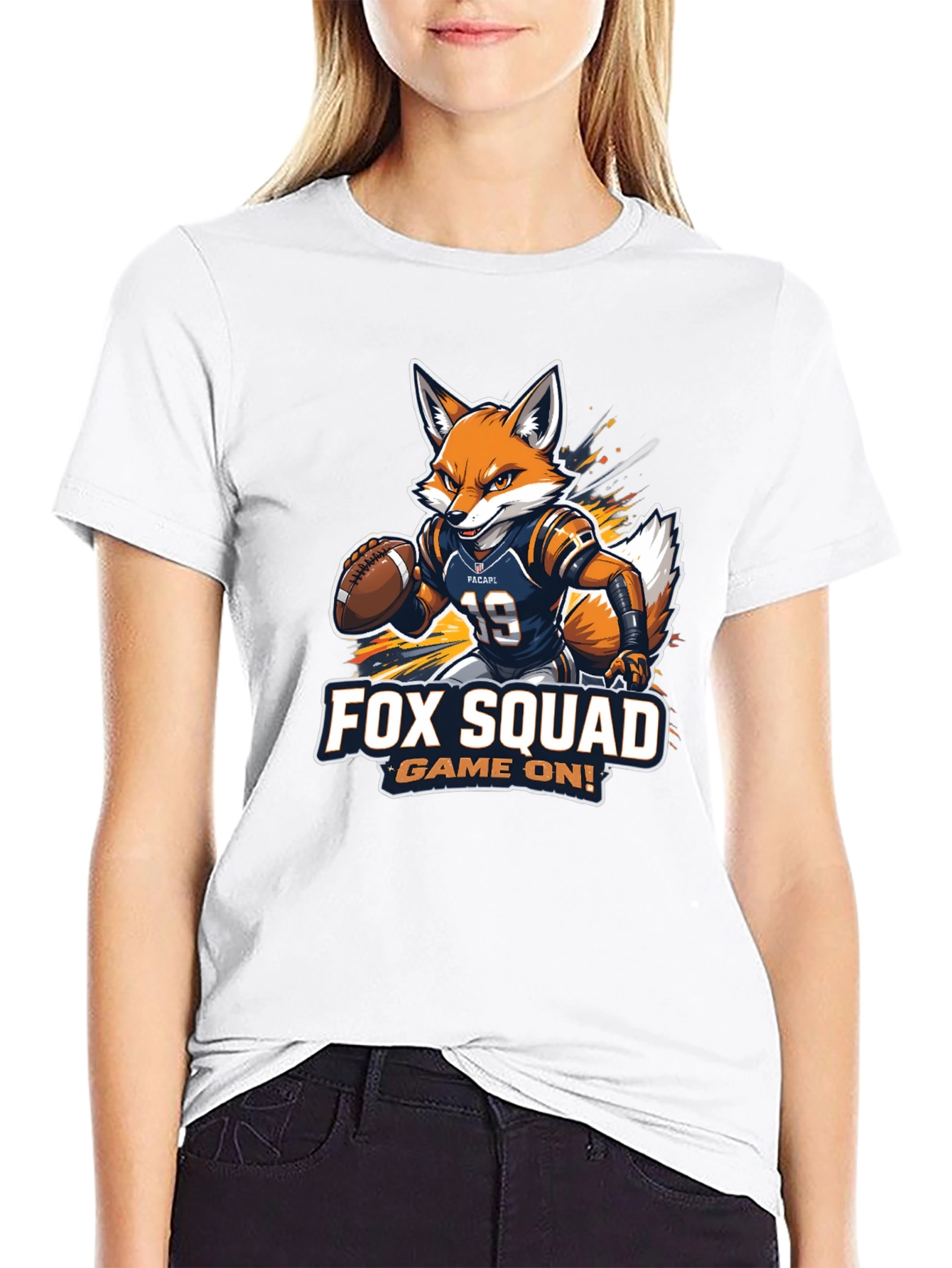 Black Fox Squad Football Game On! Black T-Shirt view 9