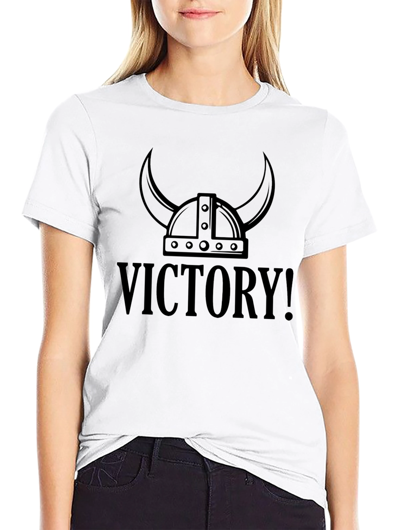 Black Victory! Viking Helmet Graphic T-Shirt view 9