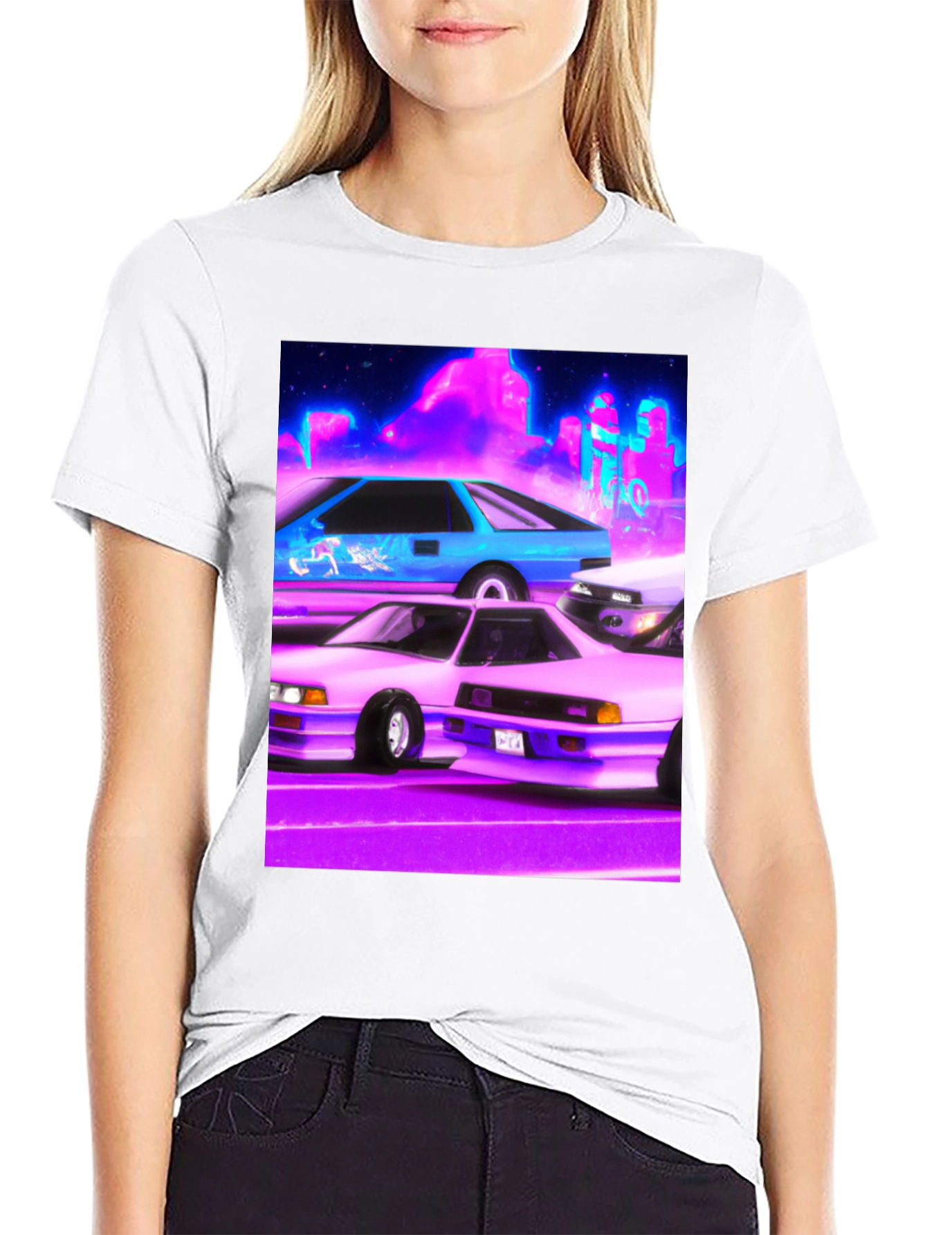 Black Retro Cars Graphic Tee - Black Cotton Blend Shirt view 9