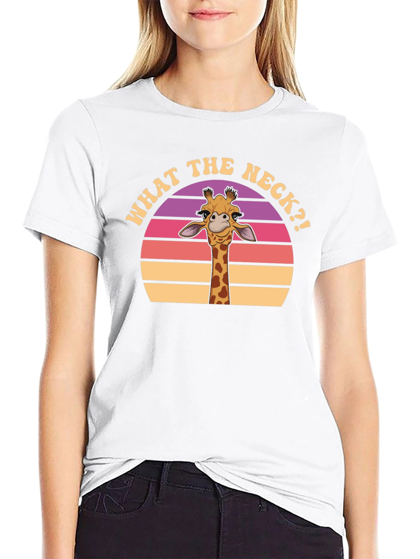 Black What the Neck Giraffe T-Shirt view 9