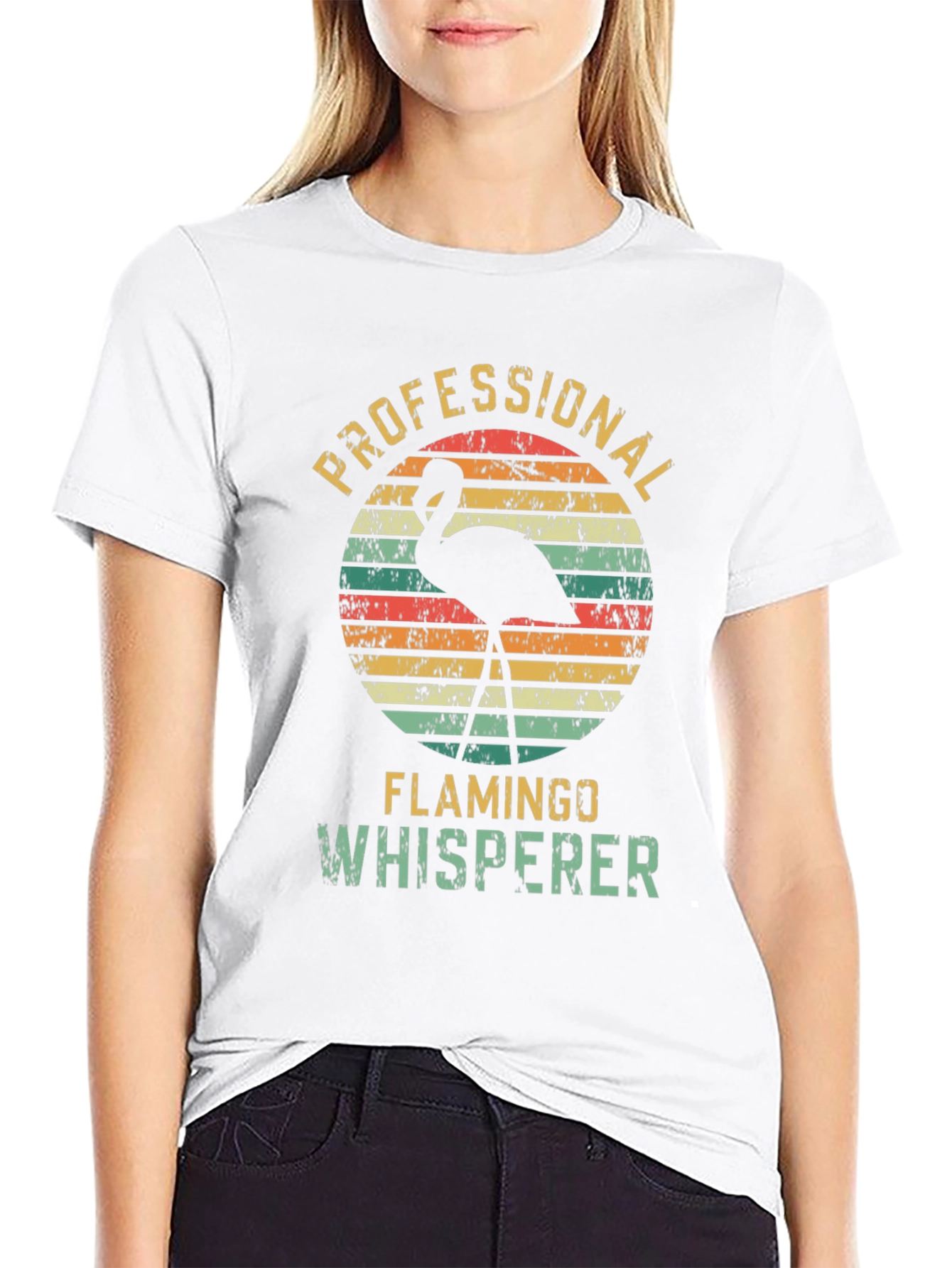 Black Professional Flamingo Whisperer Graphic T-Shirt view 9