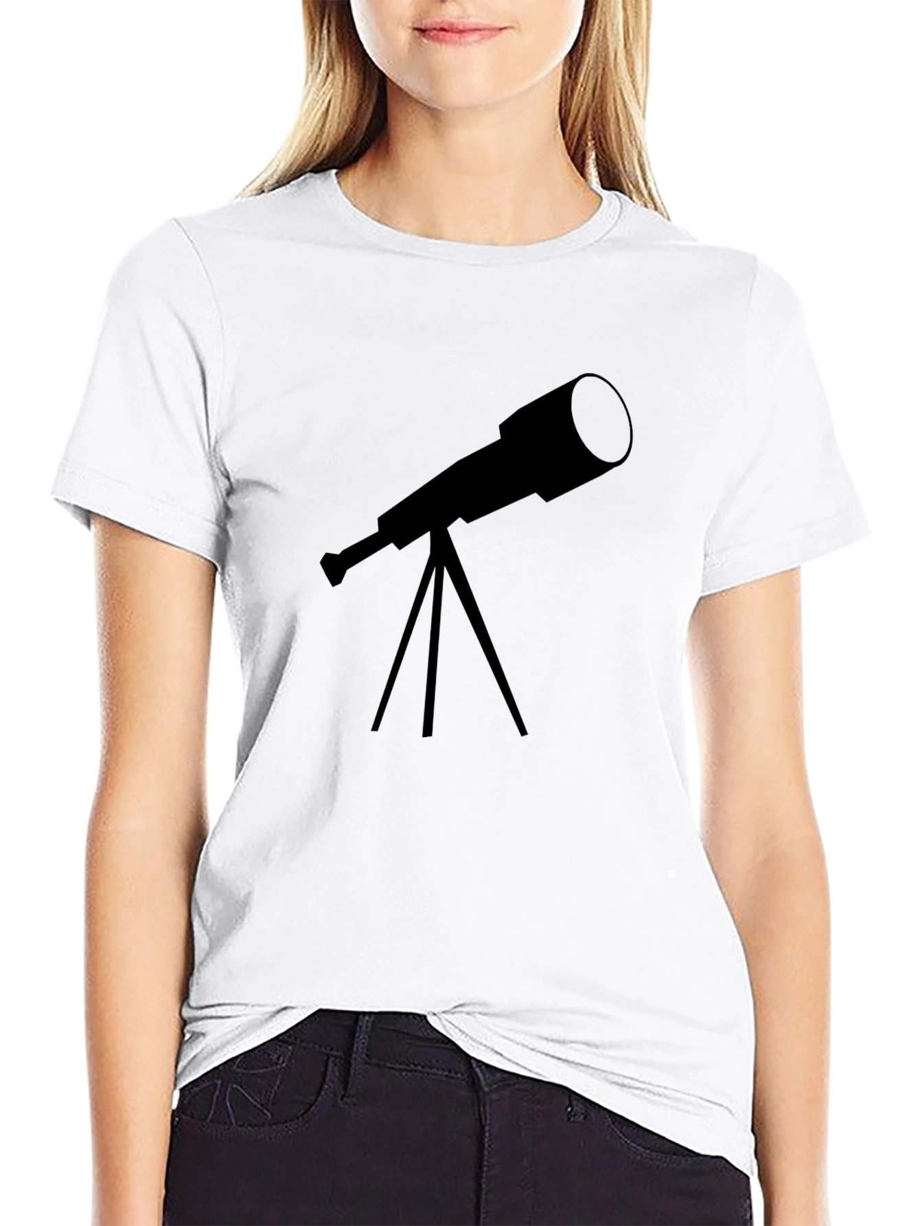 Black Telescope Graphic Tee - Astronomy Lover's Black T-Shirt view 9