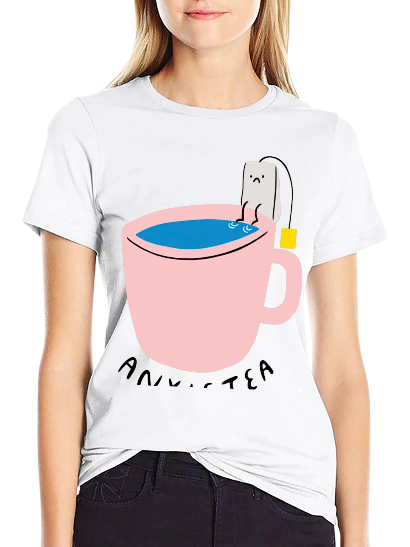 Black Funny Anni-Tea T-Shirt - Unisex Cotton Blend view 9