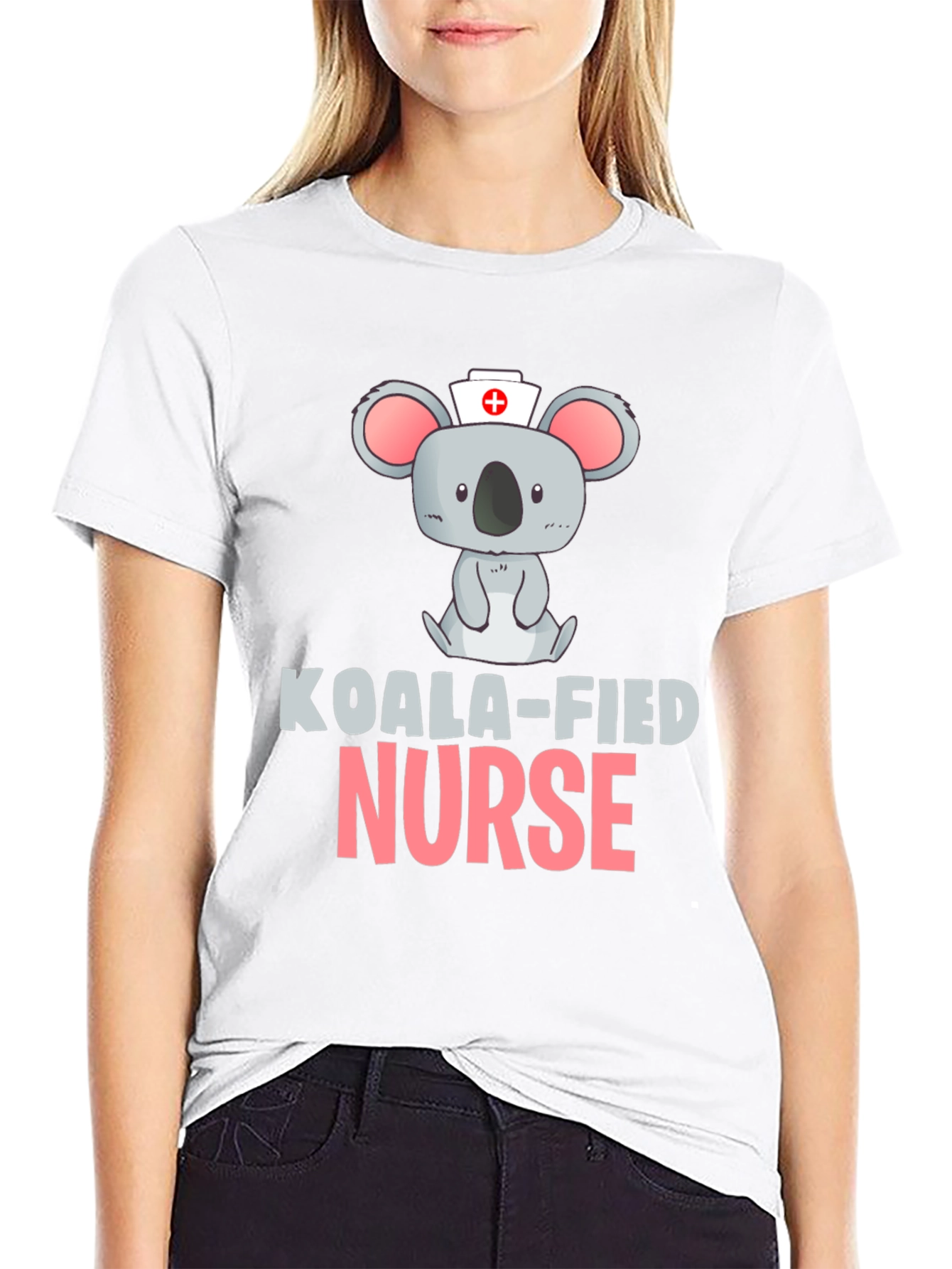 Black Koala-fied Nurse Black T-Shirt view 9