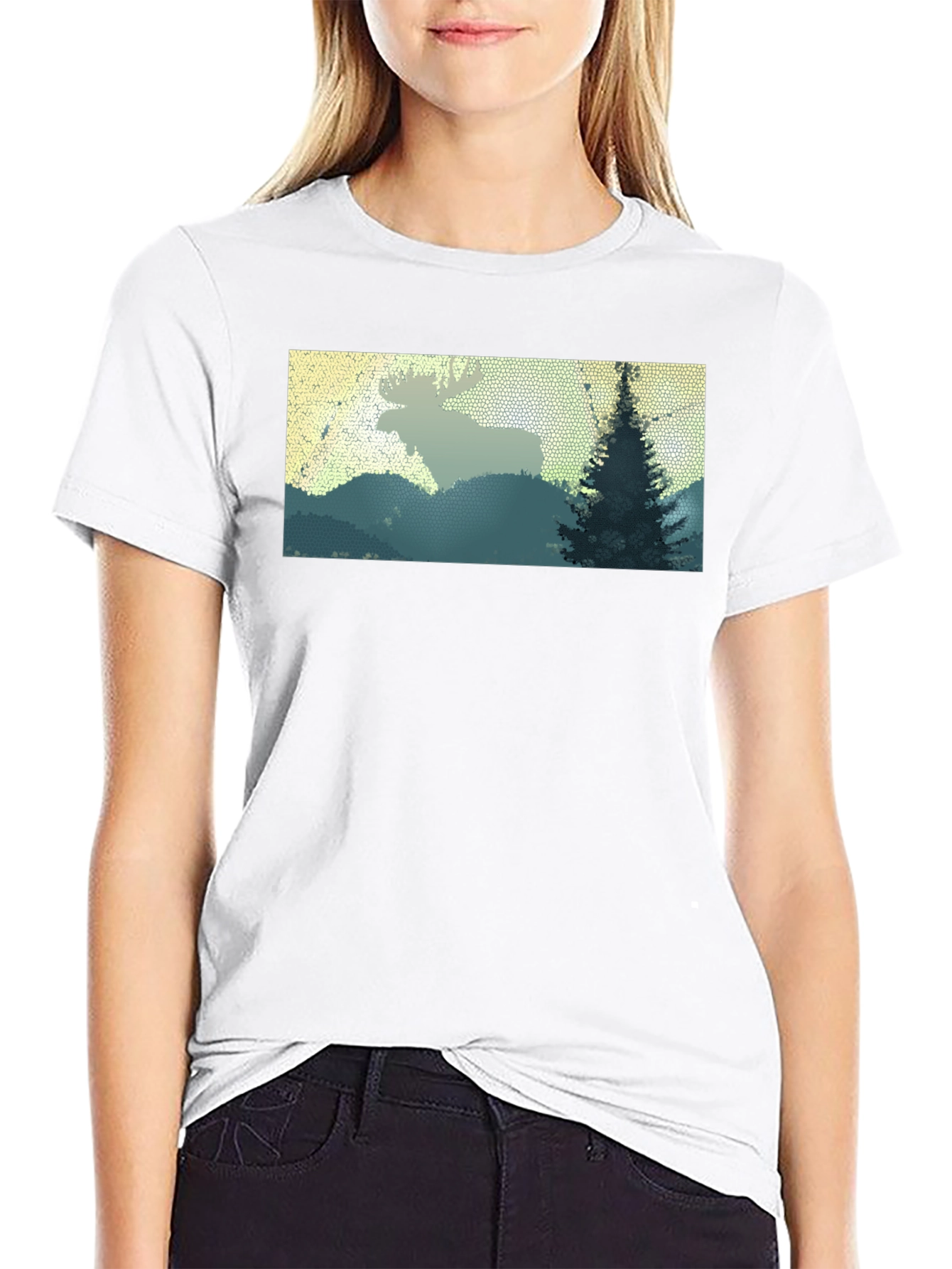 Black Moose Landscape Graphic Tee - Nature Inspired Shirt view 9