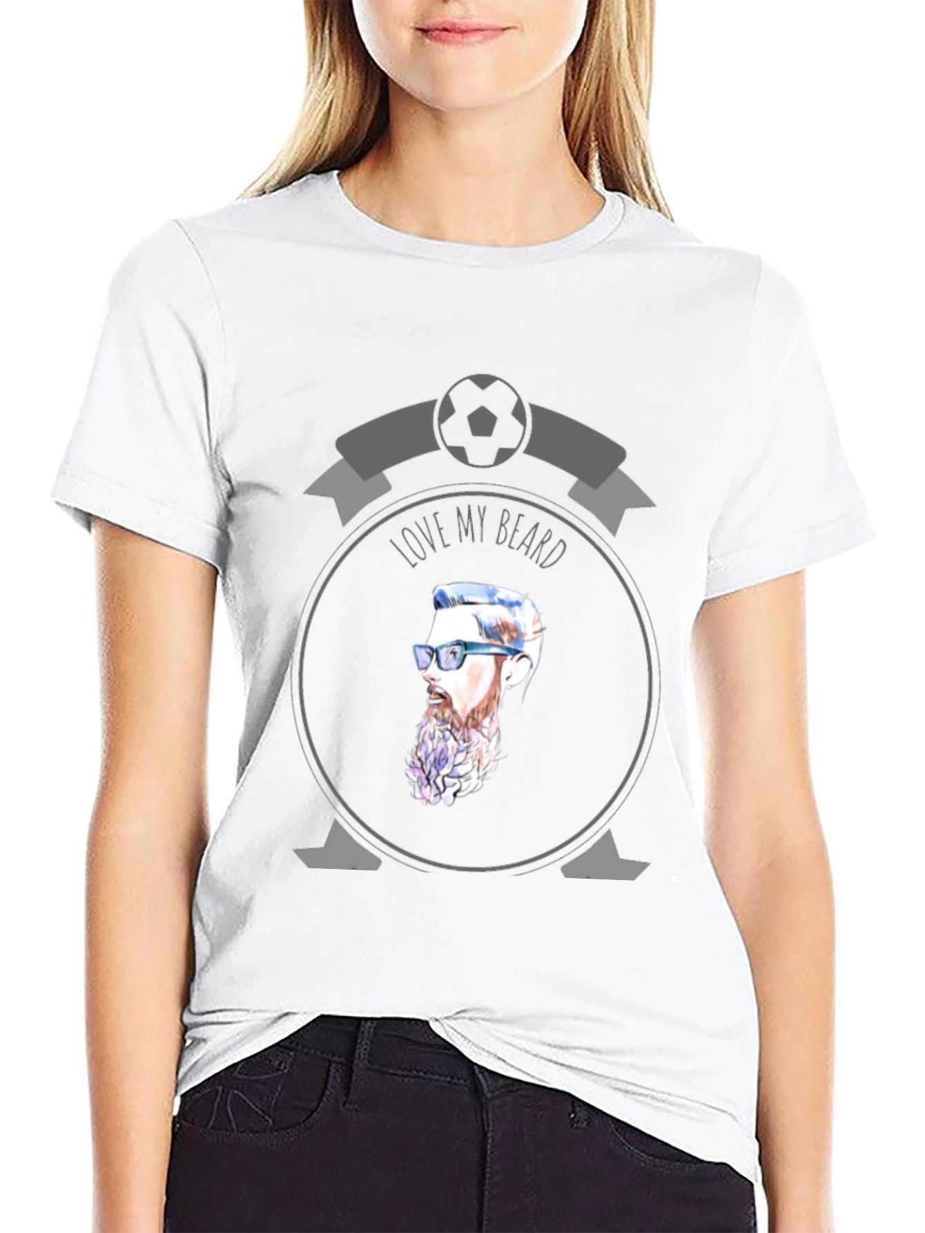 Black Love My Beard Graphic T-Shirt - Soccer Fan Style view 9