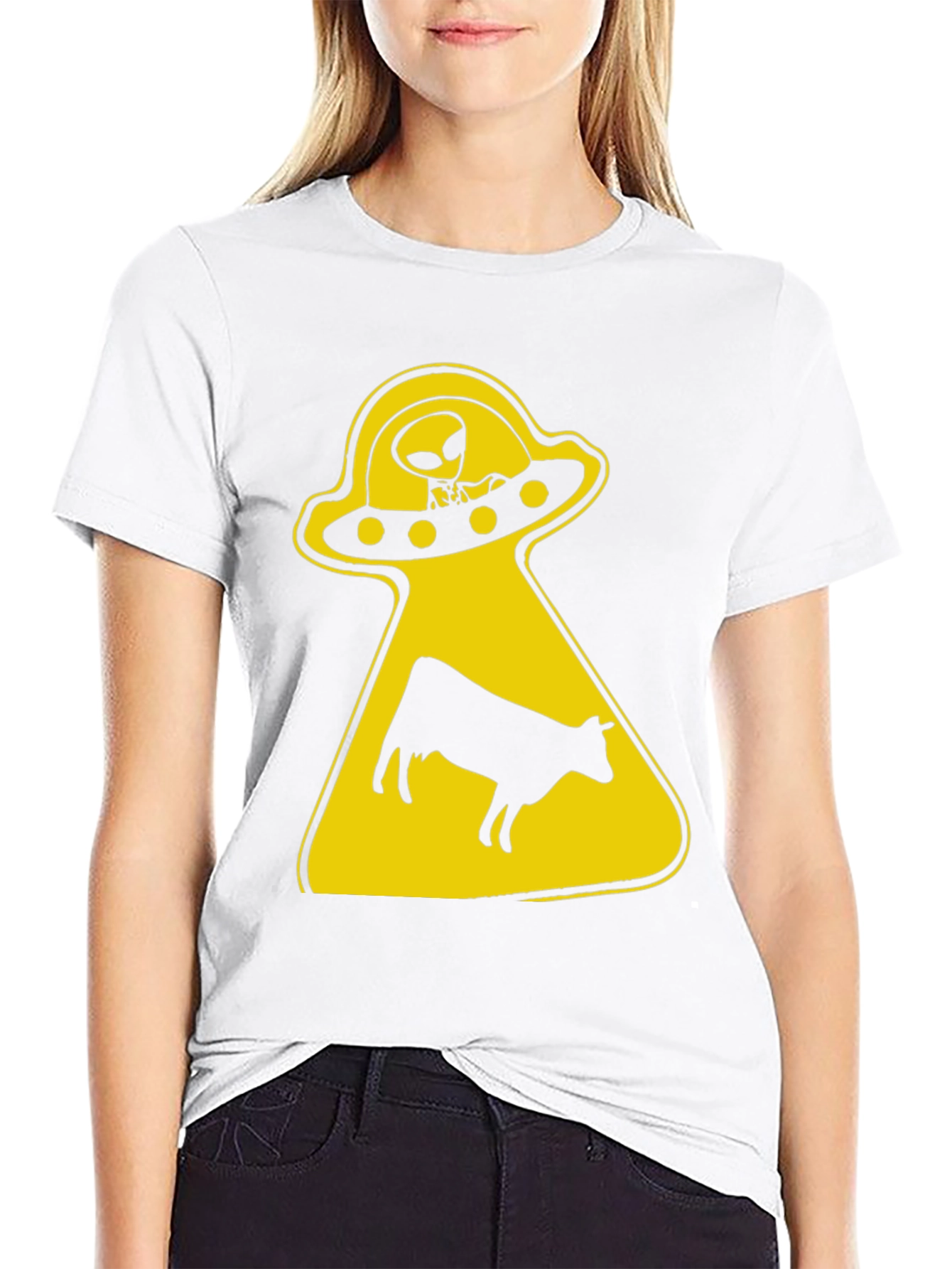 Black Alien Abduction Graphic Tee - Black Cotton T-Shirt view 9