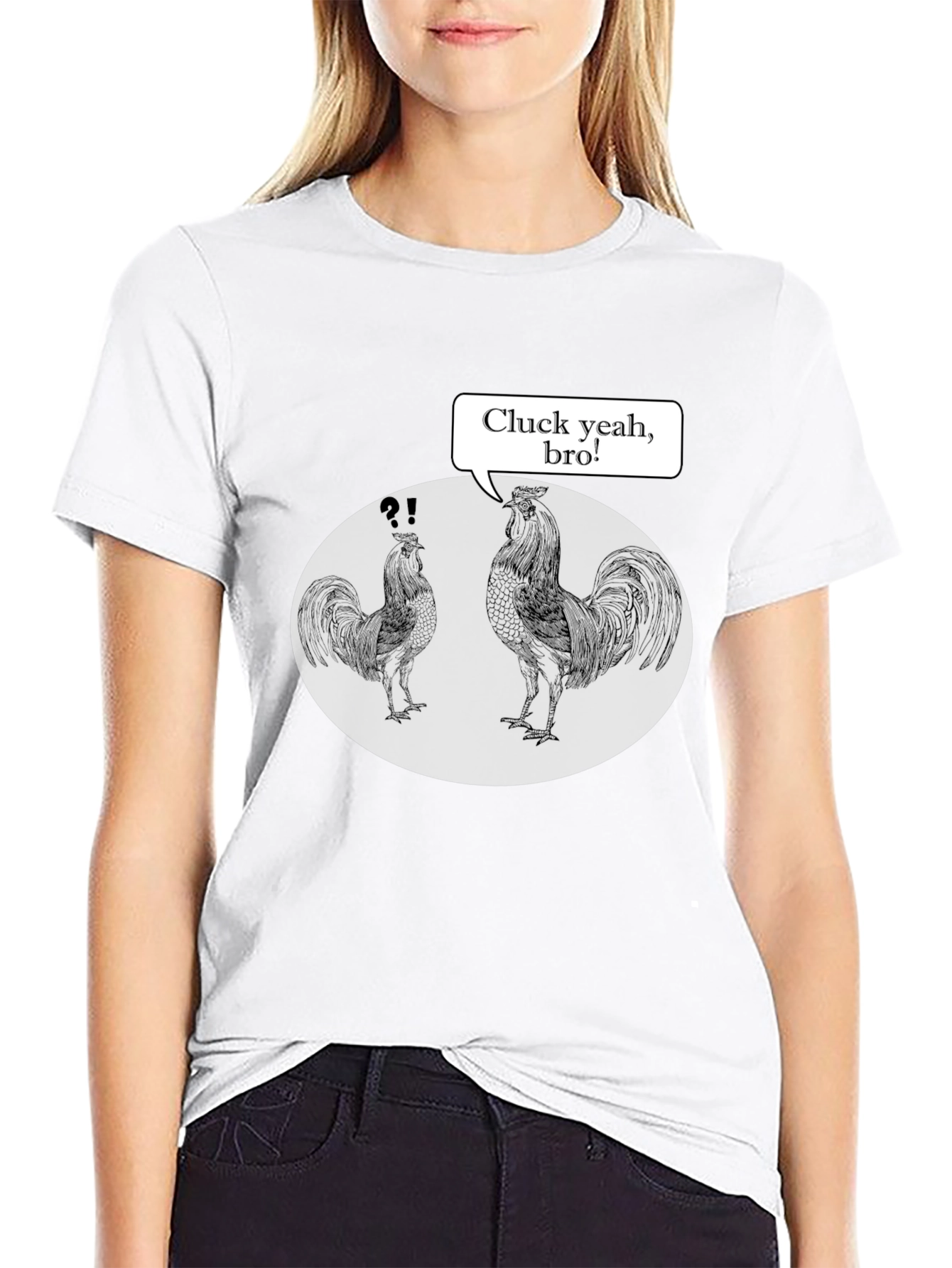 Black Cluck Yeah, Bro! Rooster Graphic Tee view 9