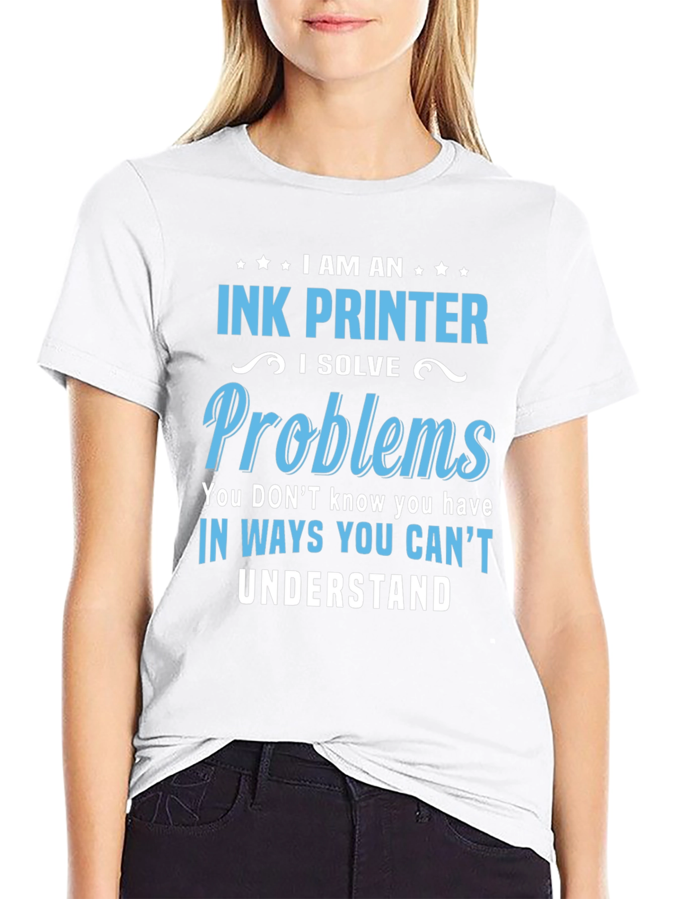 Black Ink Printer T-Shirt: I Solve Problems Tee view 9