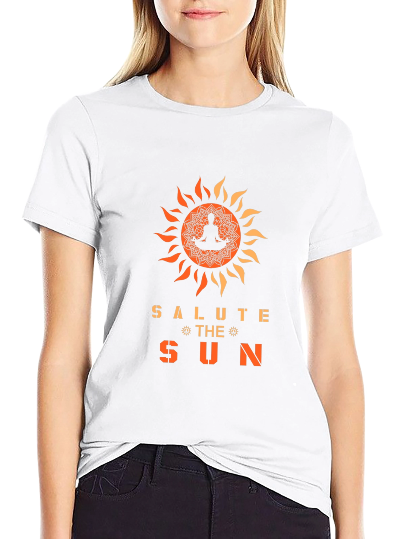 Black Salute the Sun Graphic Tee - Yoga Meditation Shirt view 9