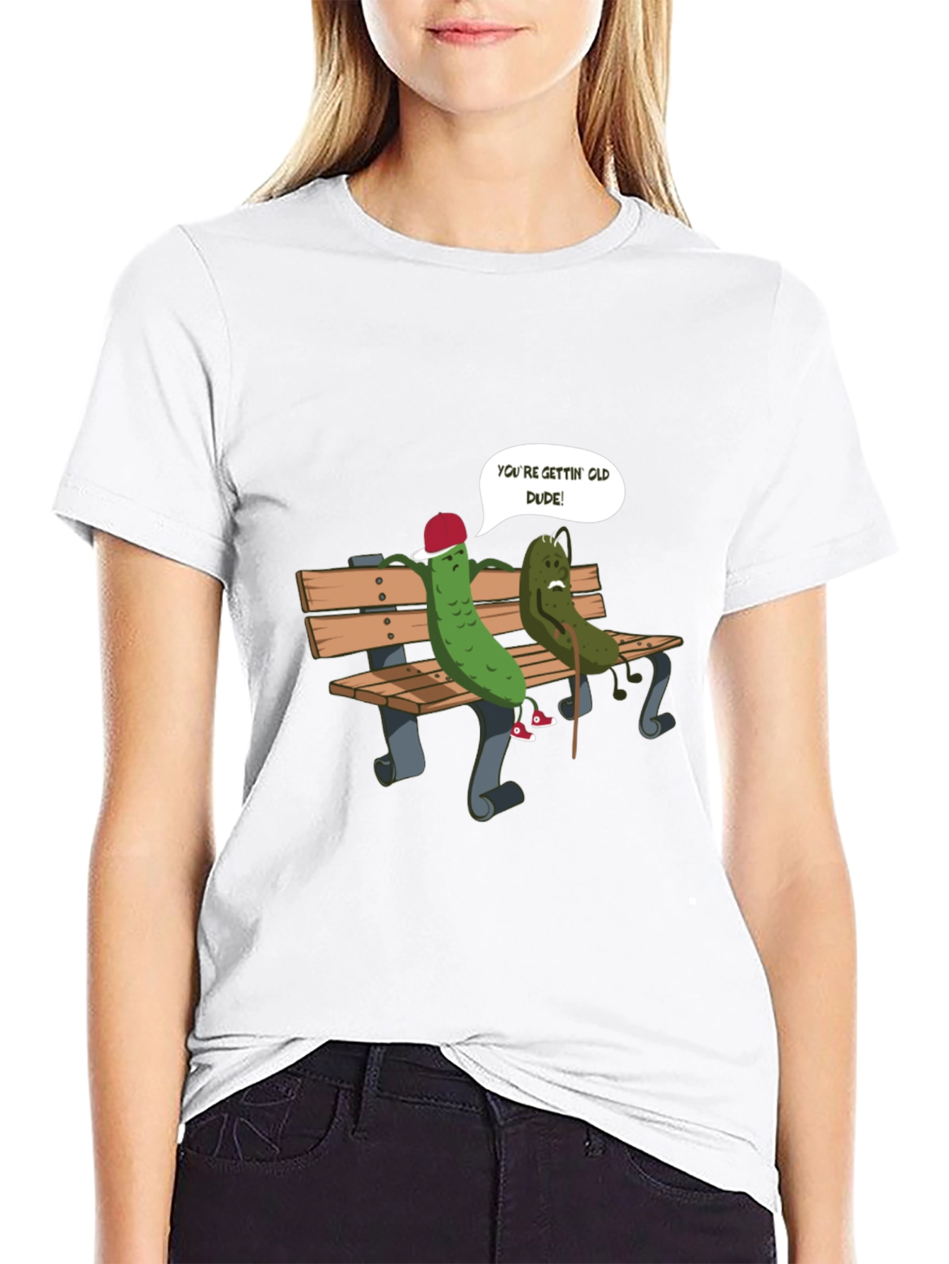 Black Funny Pickle Old Dude Graphic T-Shirt view 9