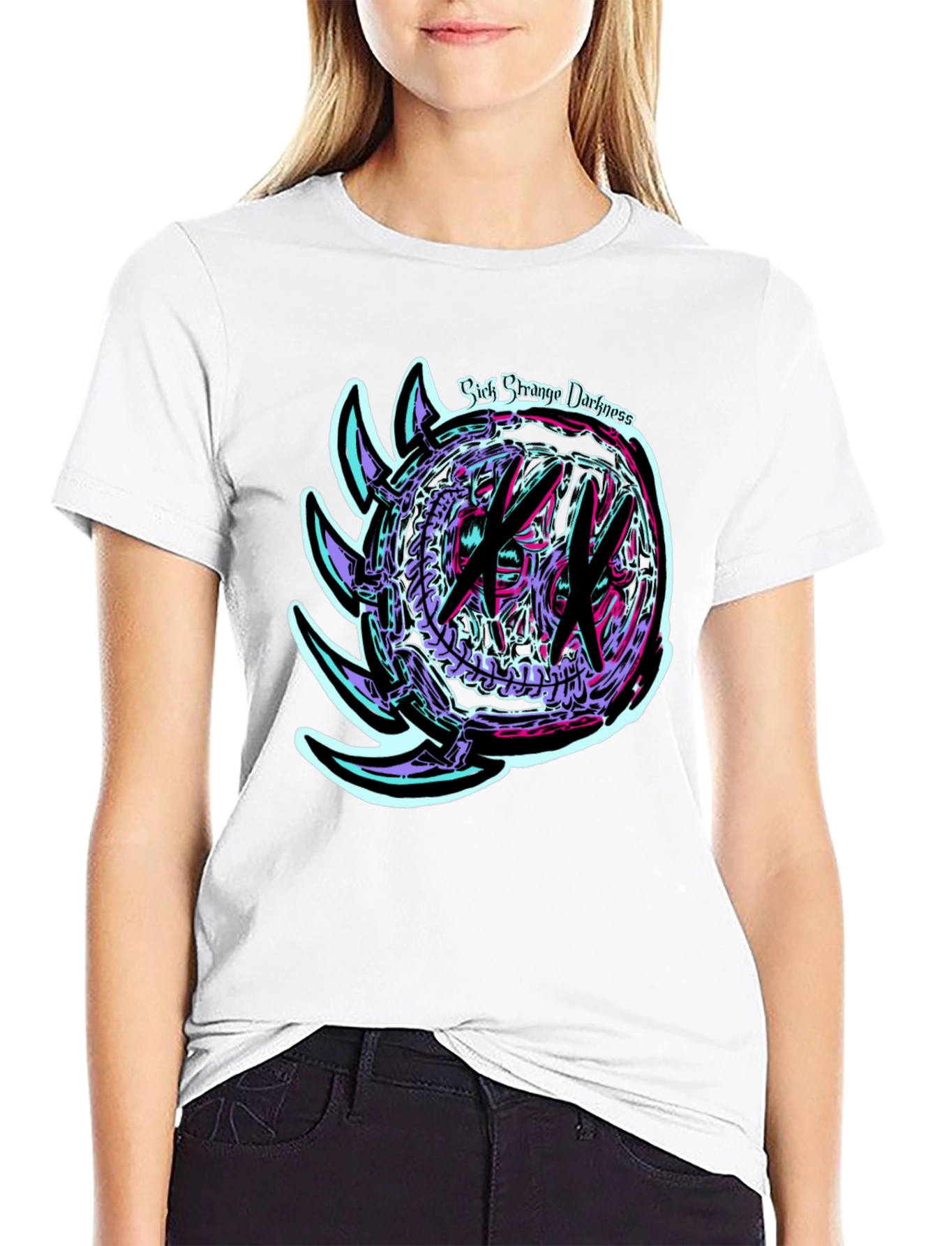 Black Sick Strange Darkness Graphic Tee view 9