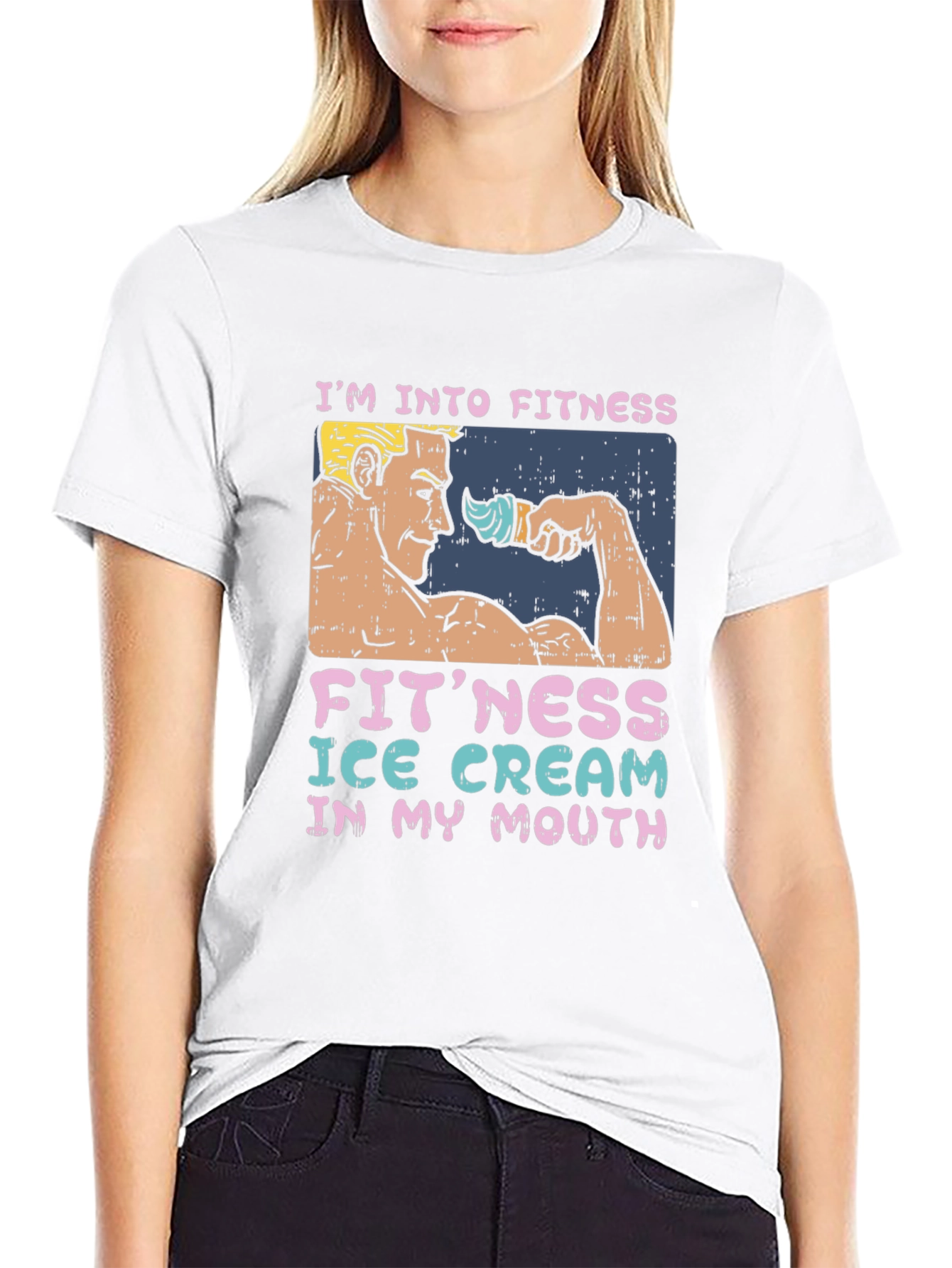 Black Fitness Ice Cream Funny Graphic T-Shirt view 9