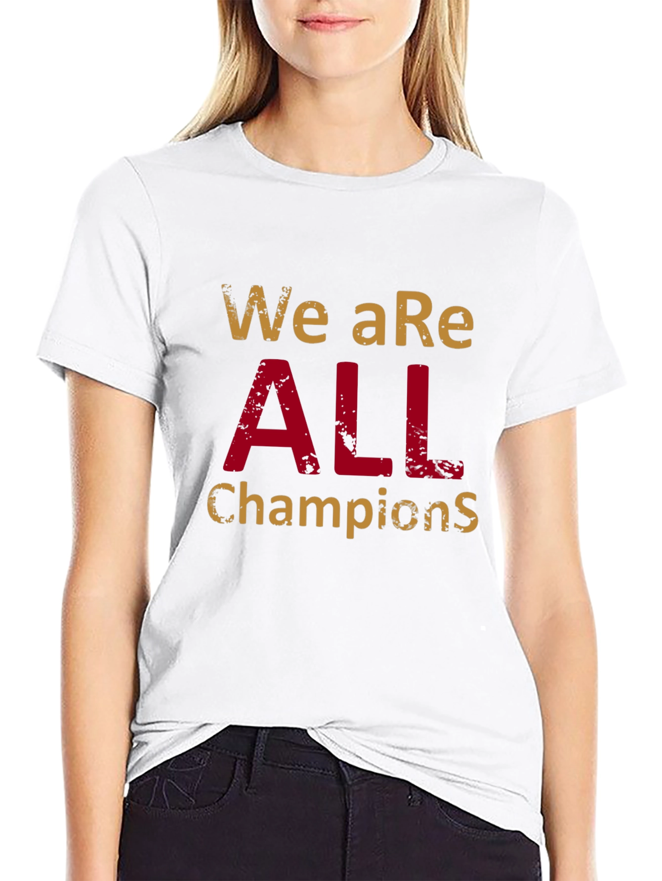 Black We Are All Champions Graphic T-Shirt view 9
