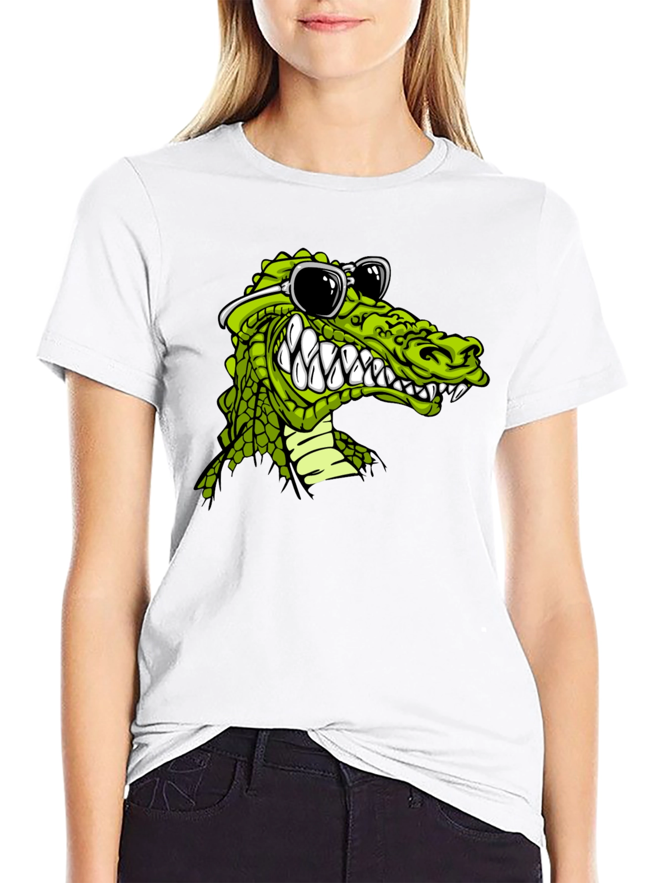 Black Cool Alligator Graphic Tee view 9