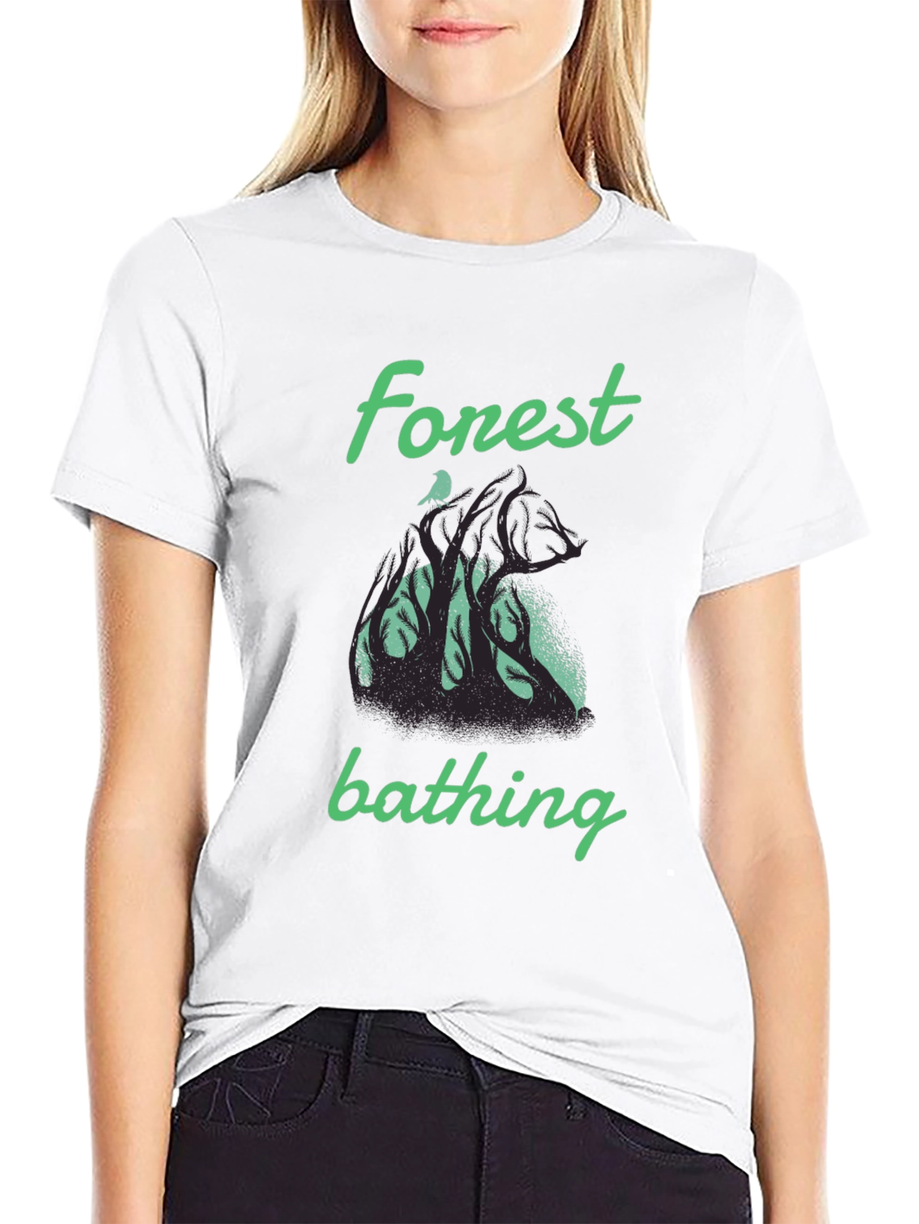 Forest Bathing Graphic Tee - Black Cotton T-Shirt - 9