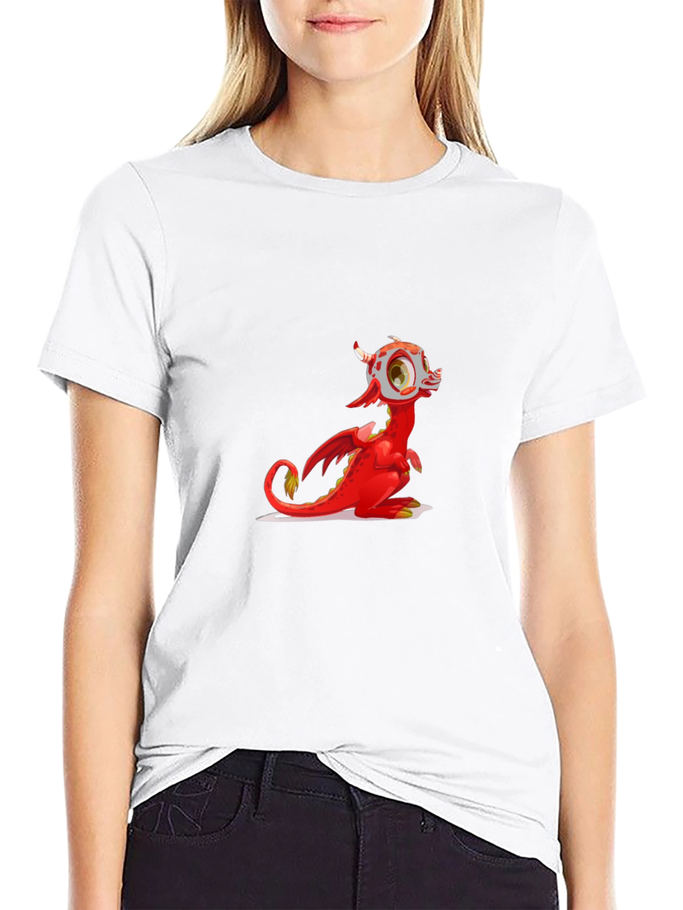 Black Red Dragon Graphic Tee - Fun Cartoon Style view 9