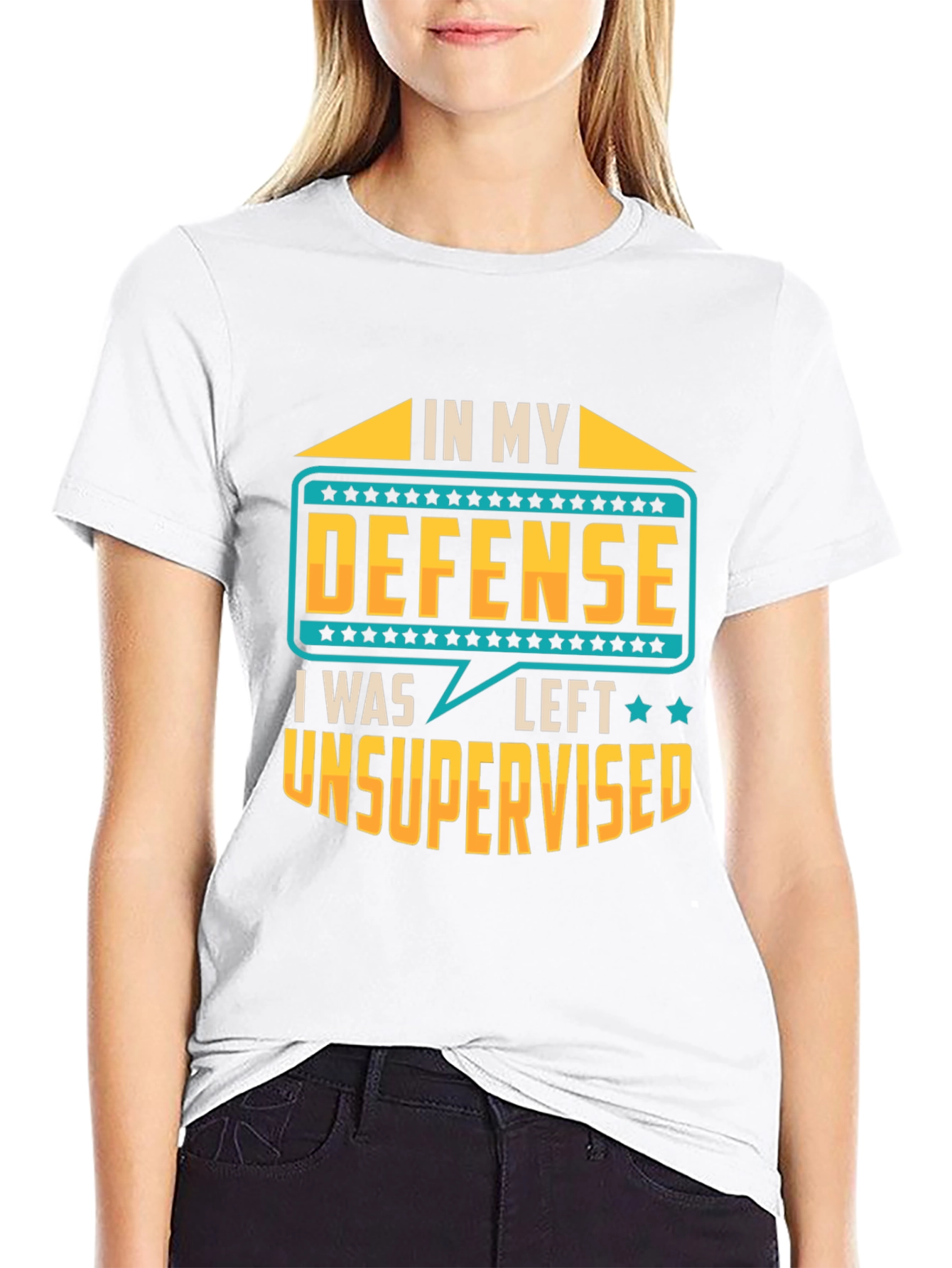 Black In My Defense I Was Left Unsupervised T-Shirt view 9