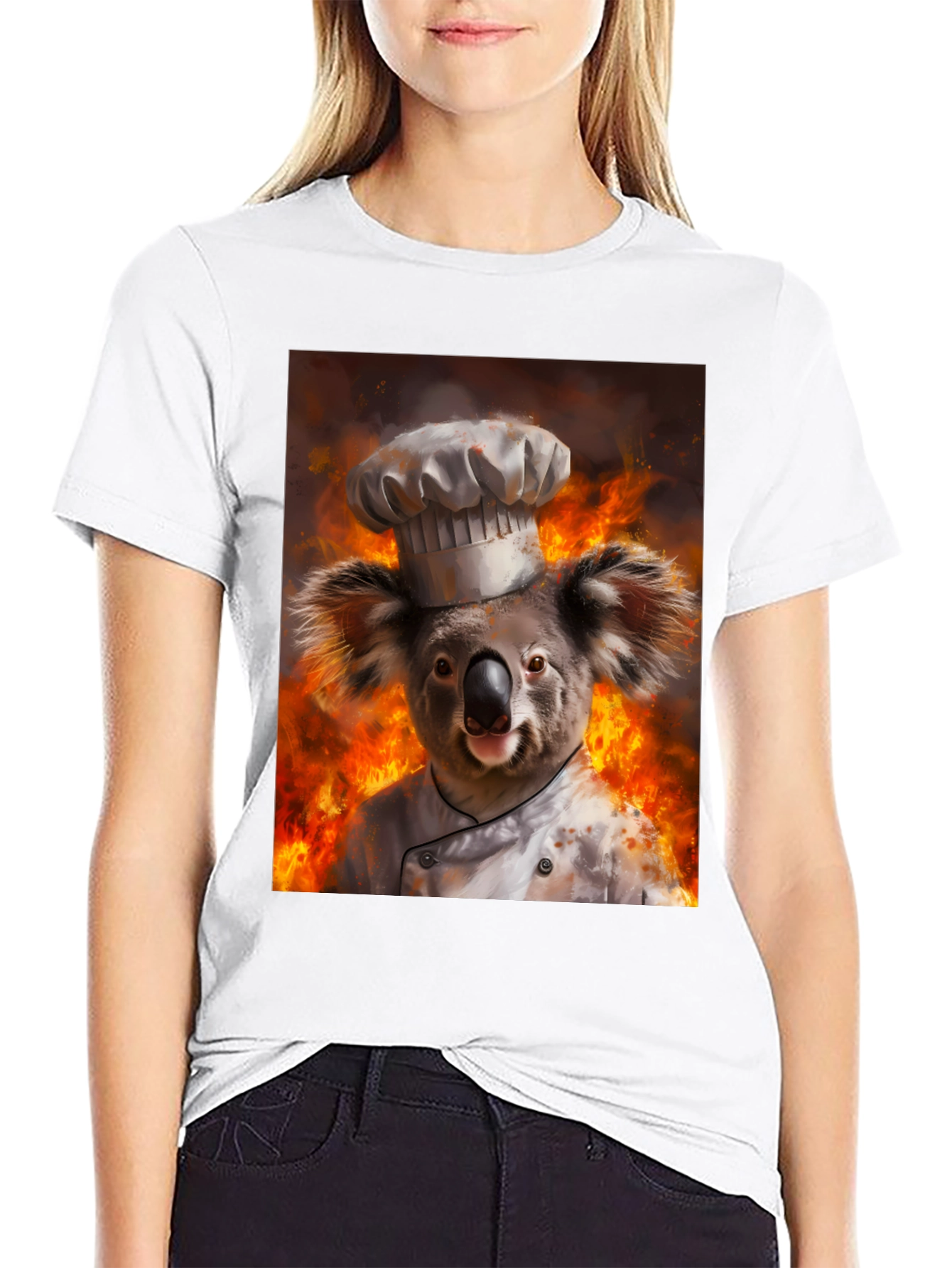 Black Chef Koala T-Shirt - Fiery Kitchen Design view 9