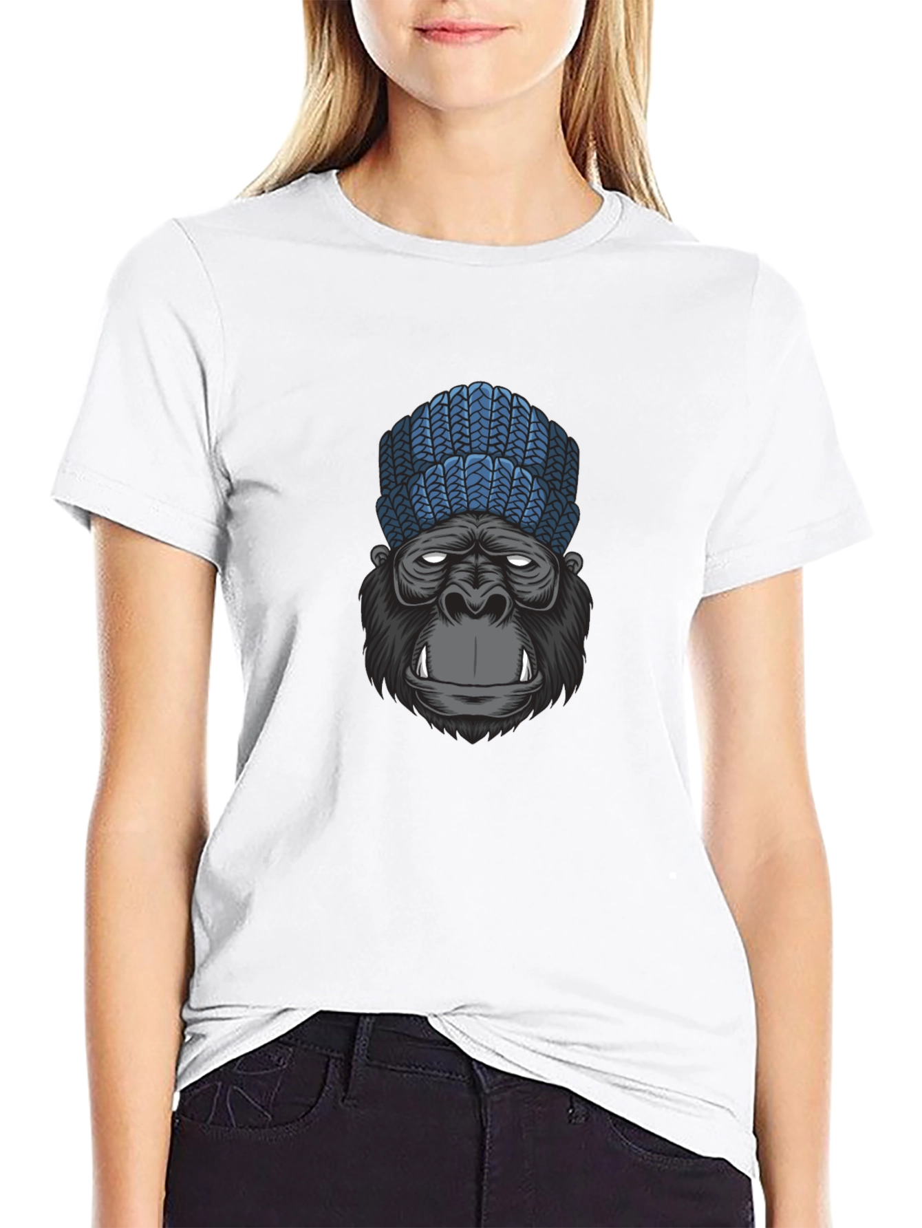 Black Gorilla Beanie Graphic Tee - Cool & Casual view 9