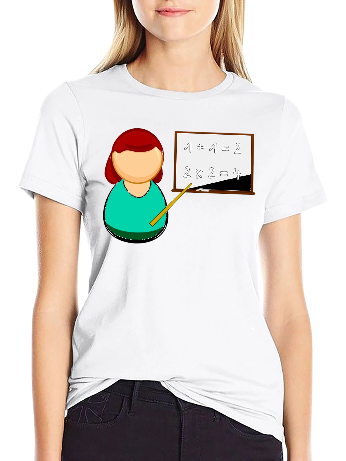 Black Math Teacher T-Shirt - Unique Cartoon Design view 9
