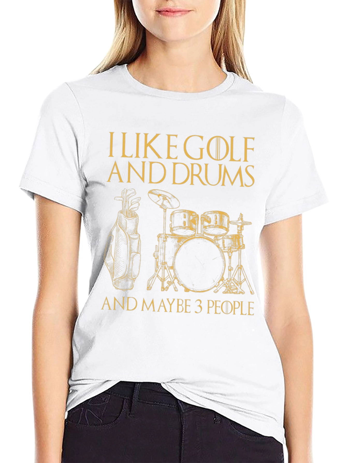 Black Golf & Drums T-Shirt - I Like Golf and Drums and Maybe 3 People view 9