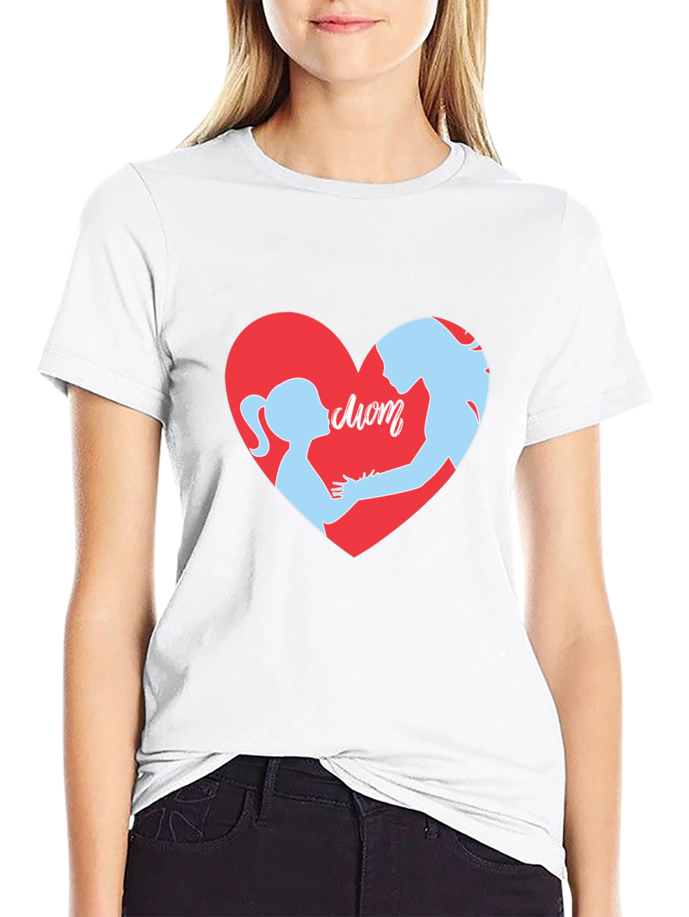 Black Mom & Daughter Heart T-Shirt - Black view 9