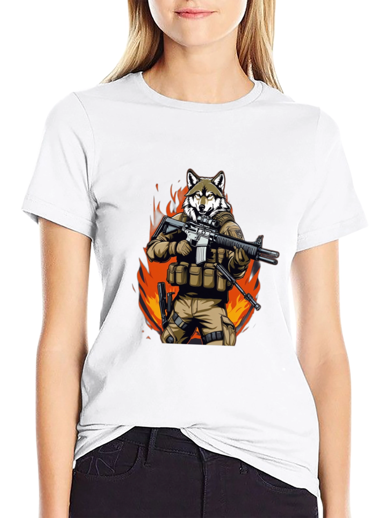 Black Tactical Wolf T-Shirt - Military Style Graphic Tee view 9