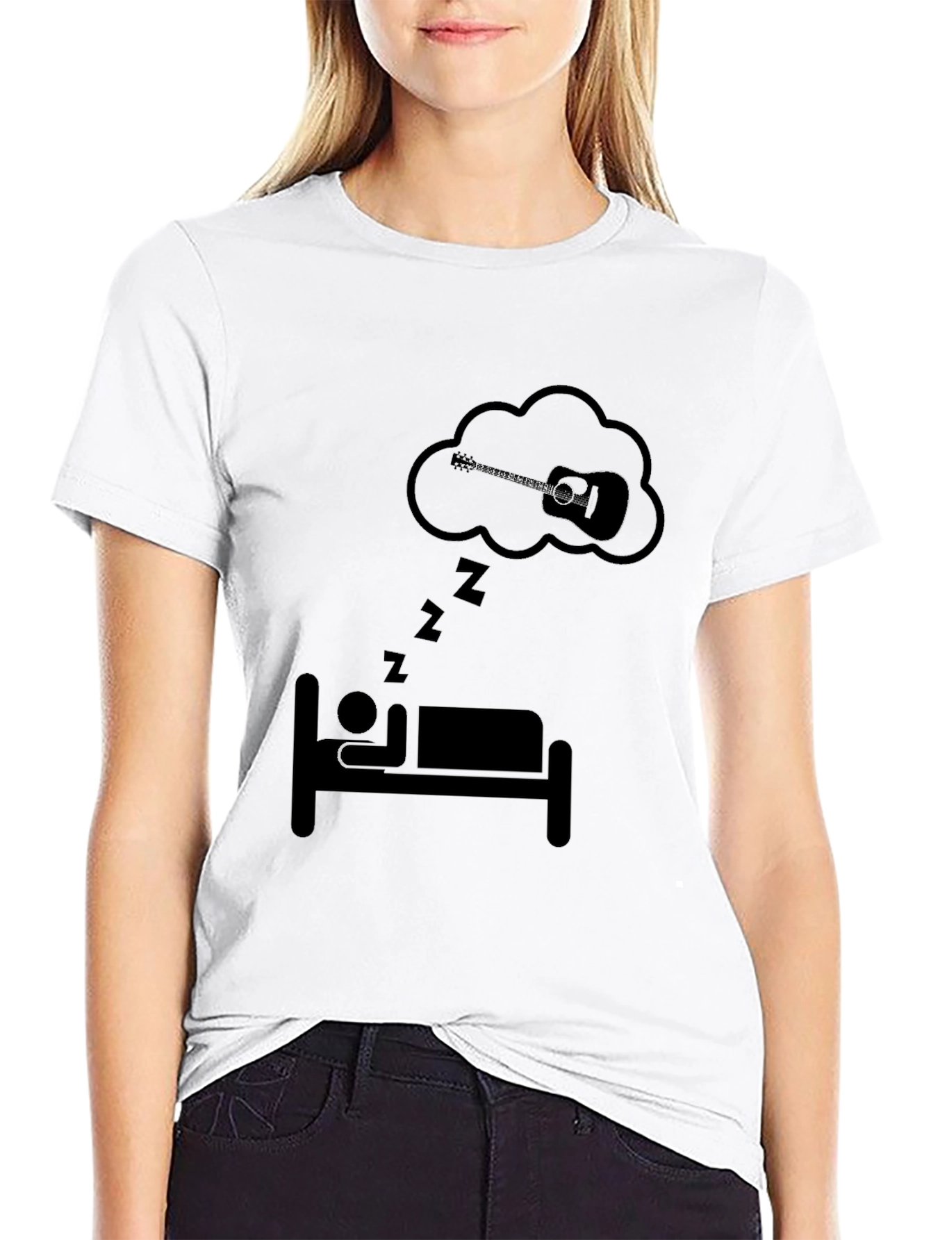 Black Dreaming Guitar T-Shirt - Black Cotton view 9