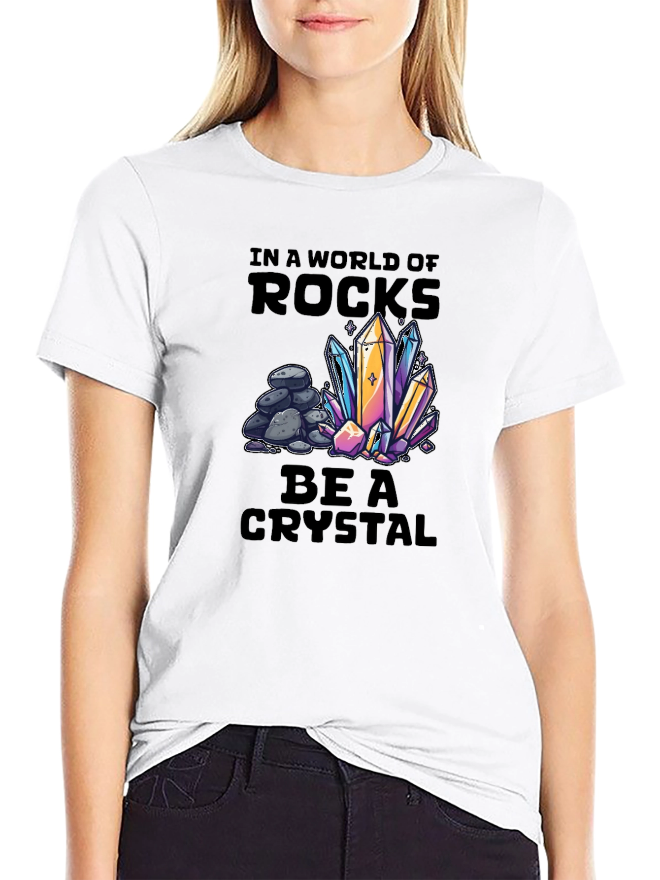 Black Be a Crystal T-Shirt - Unique Graphic Tee view 9