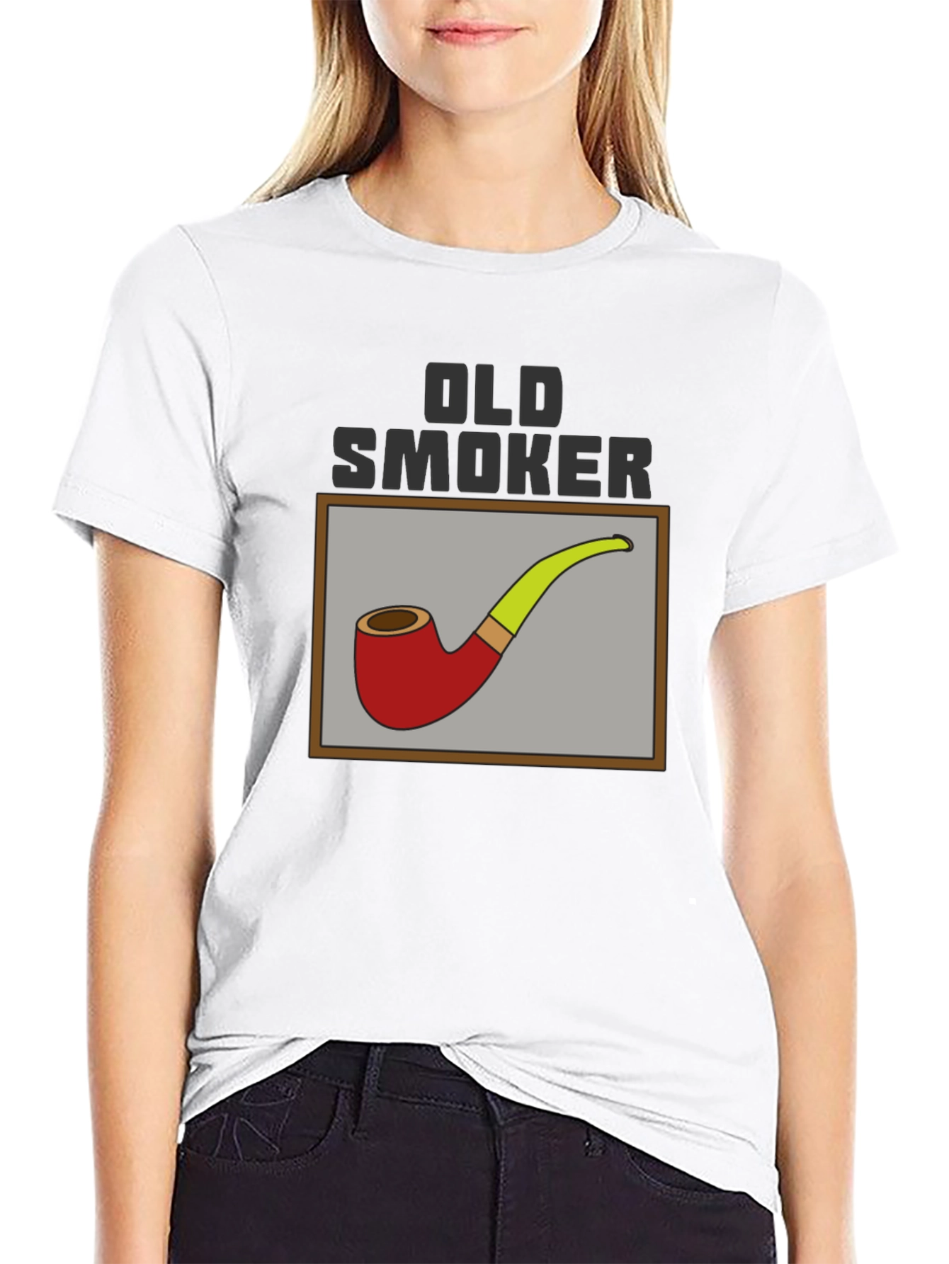 Black Old Smoker Pipe T-Shirt - Classic Design view 9