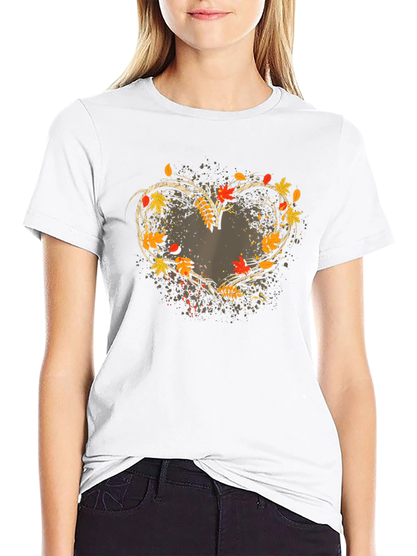 Black Autumn Heart T-Shirt - Stylish Fall Apparel view 9