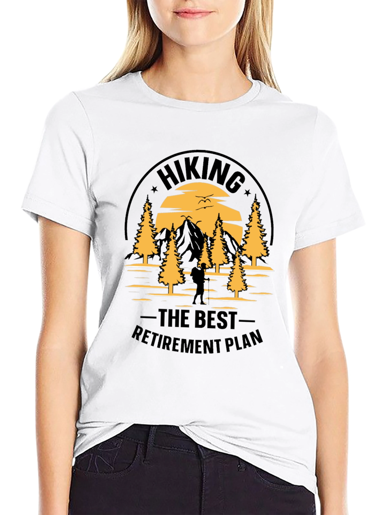Black Hiking Retirement Plan Graphic Tee view 9