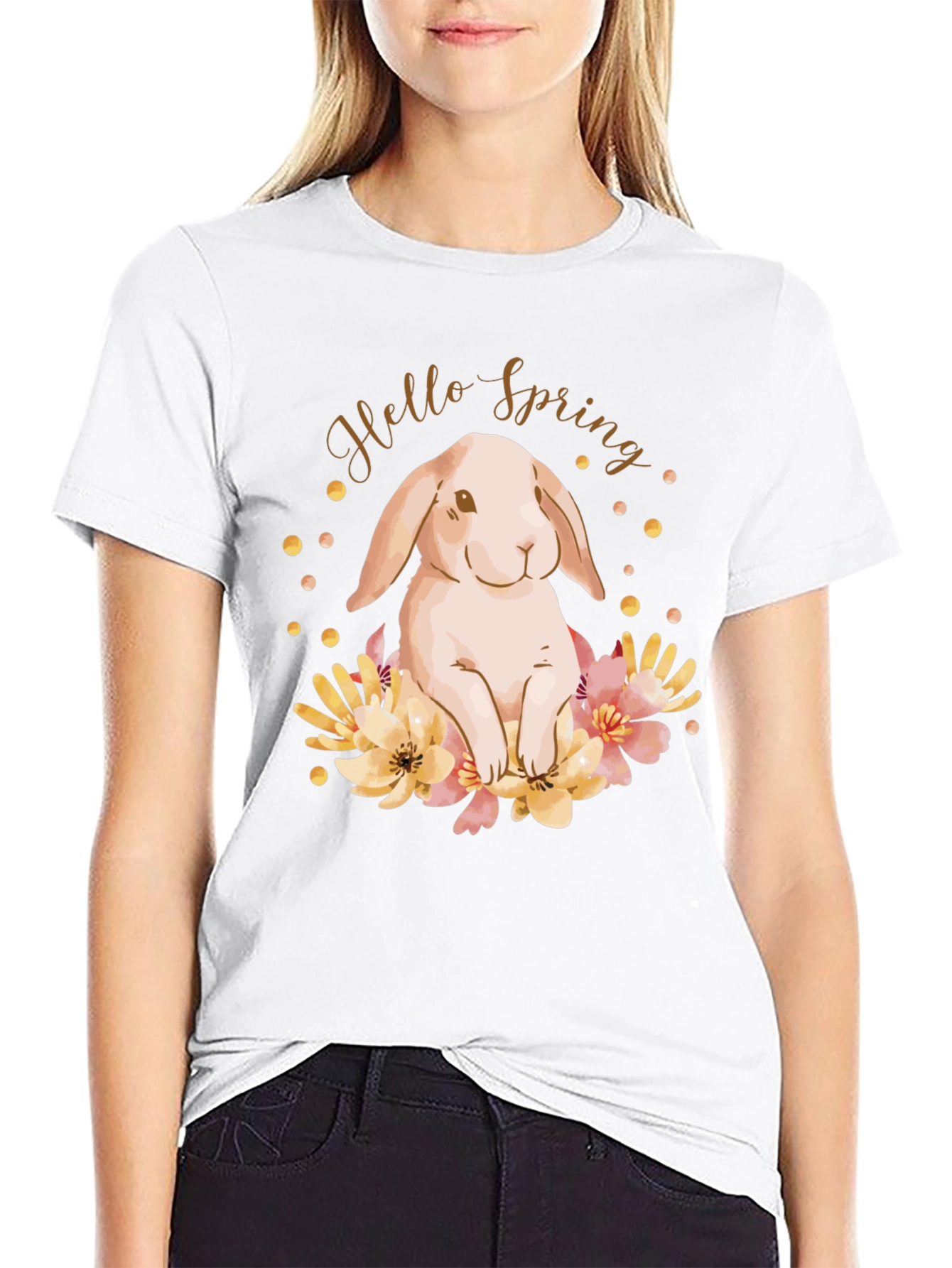 Black Hello Spring Bunny T-Shirt view 9