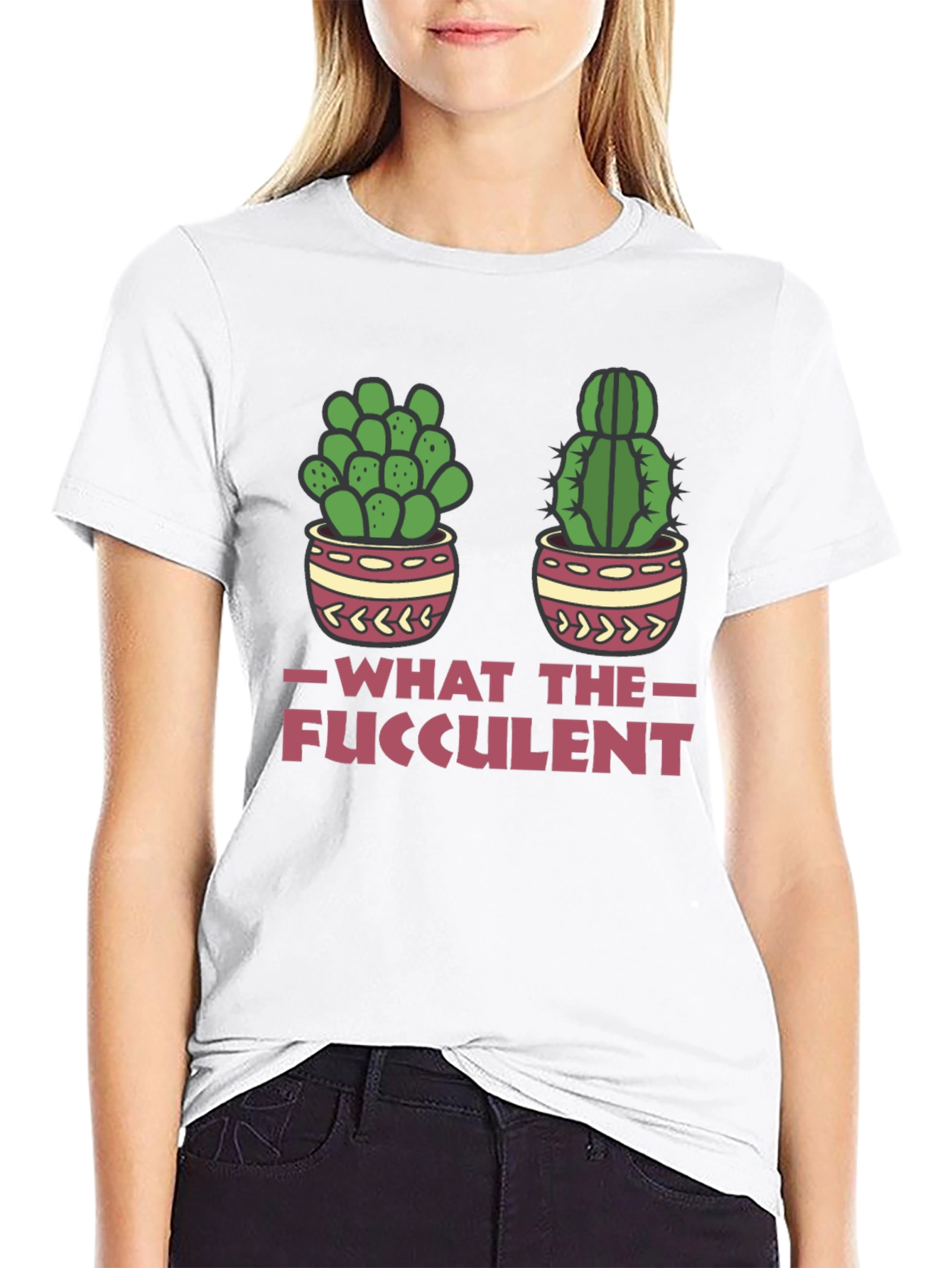 Black What The Fucculent Funny Cactus T-Shirt view 9