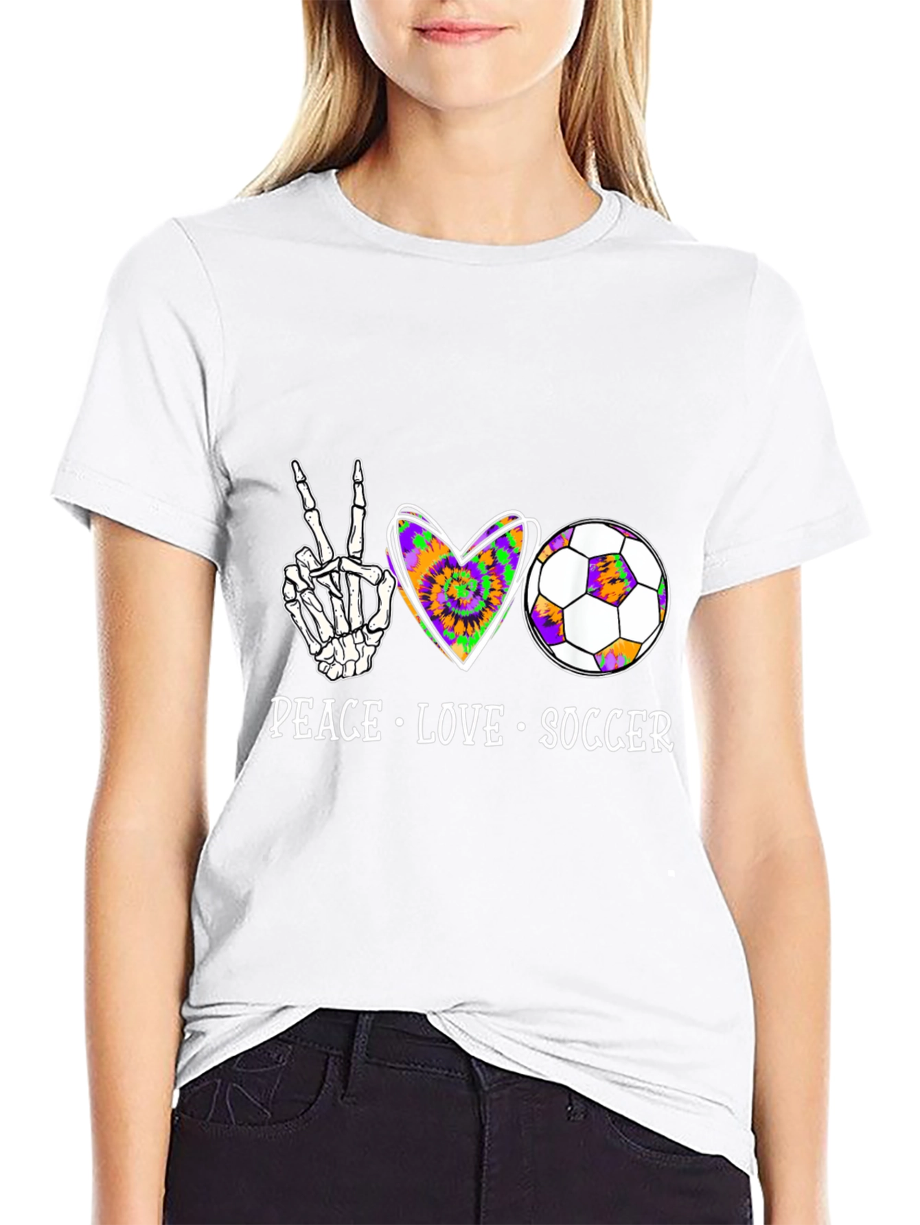 Black Peace Love Soccer T-Shirt view 9