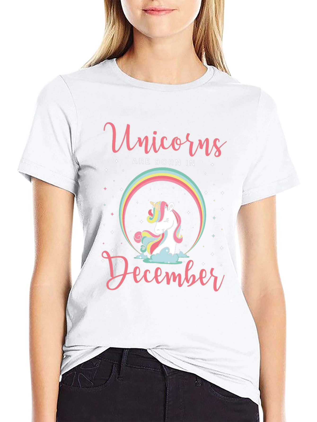 Black Unicorns Born in December T-Shirt view 9