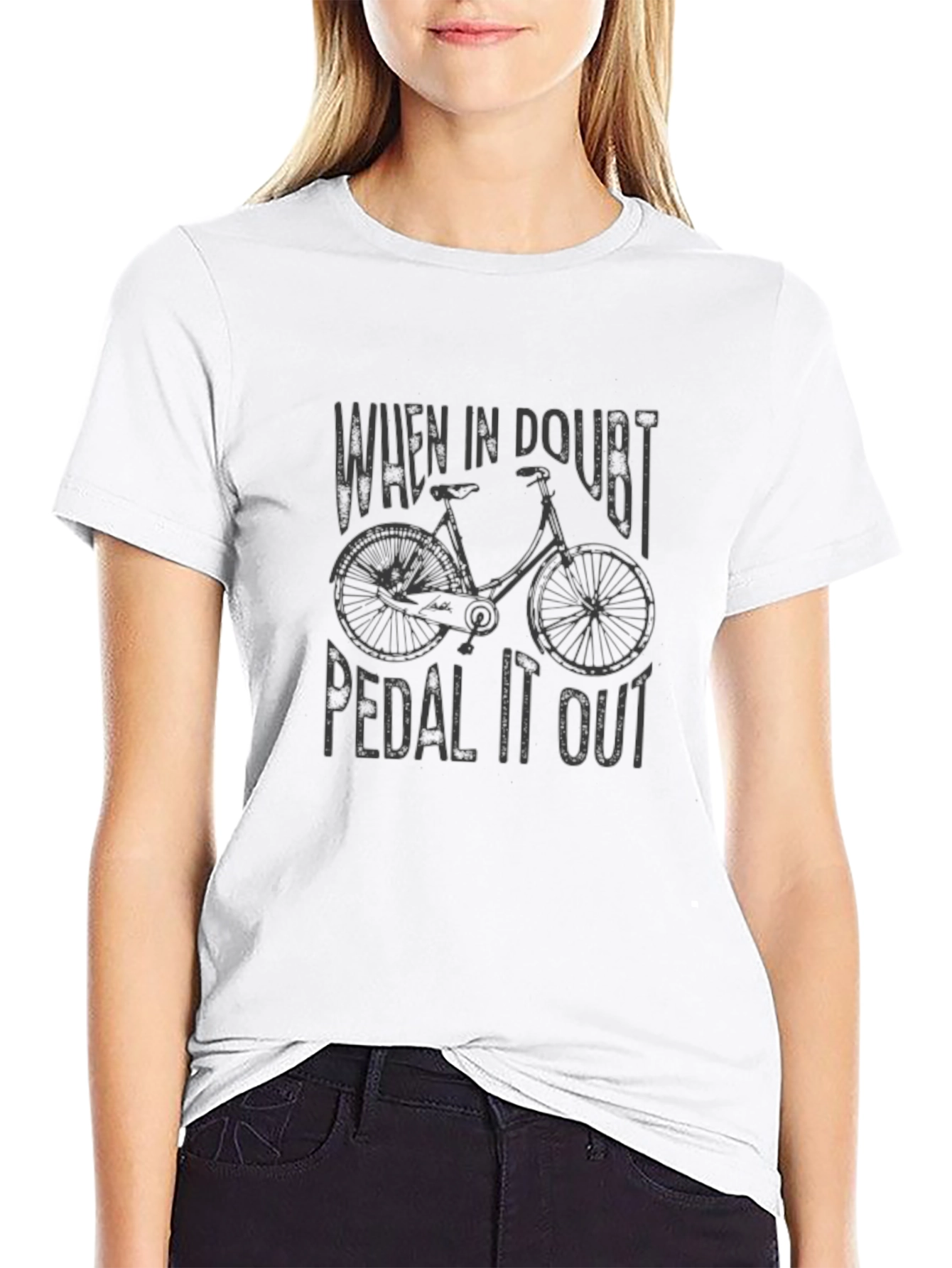 Black When In Doubt Pedal It Out - Unisex T-Shirt view 9