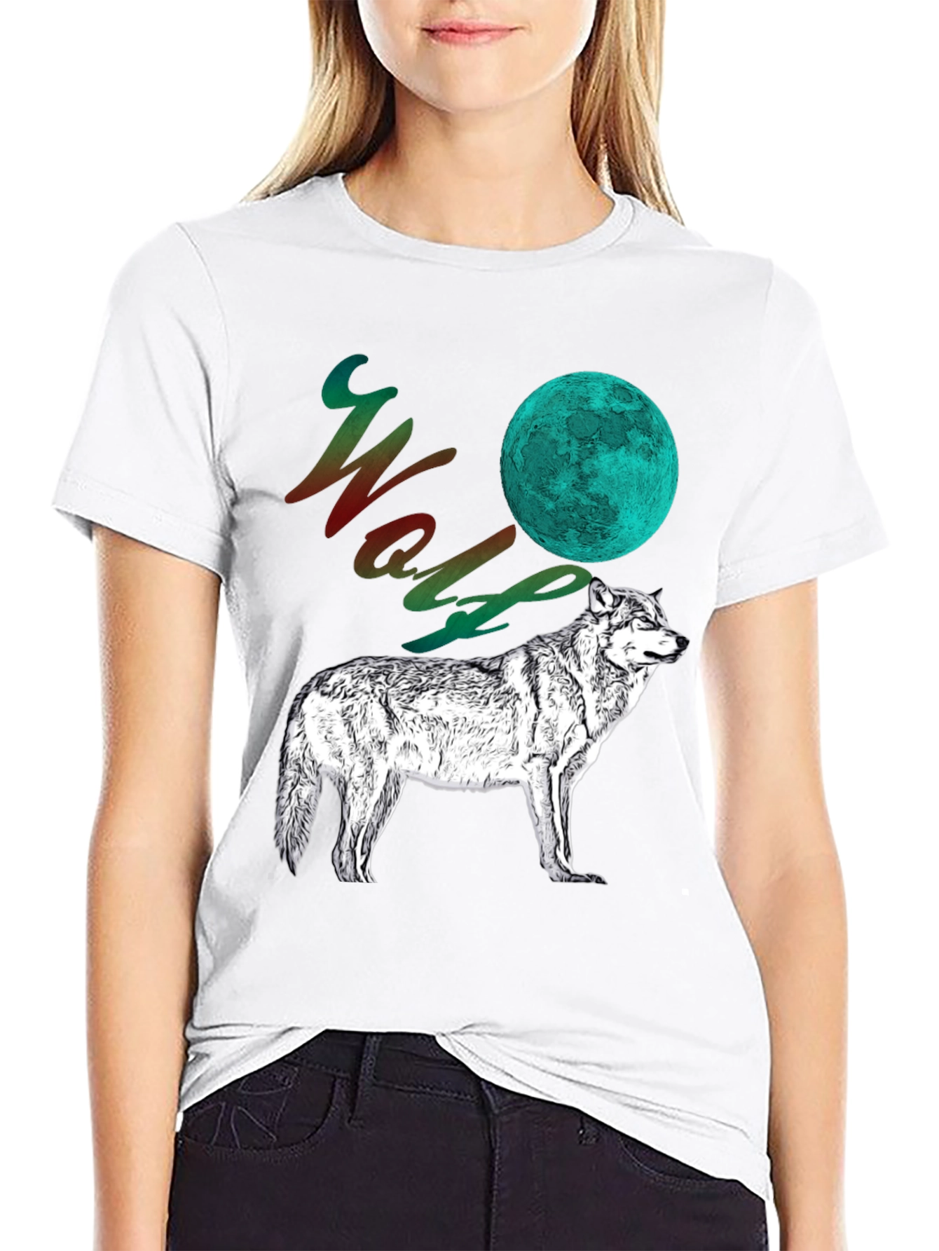 Black Wolf Moon Graphic Tee - Men's Black T-Shirt view 9